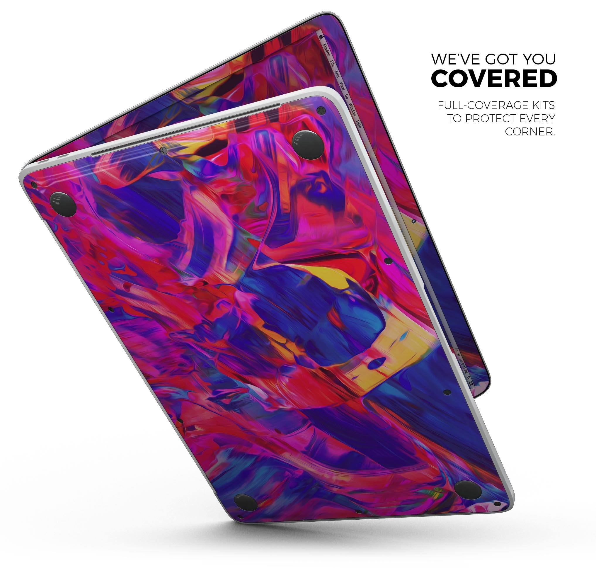 Liquid Abstract Paint Remix V33 skin decal wrap kit for MacBook, showcasing vibrant colors and a sleek design.