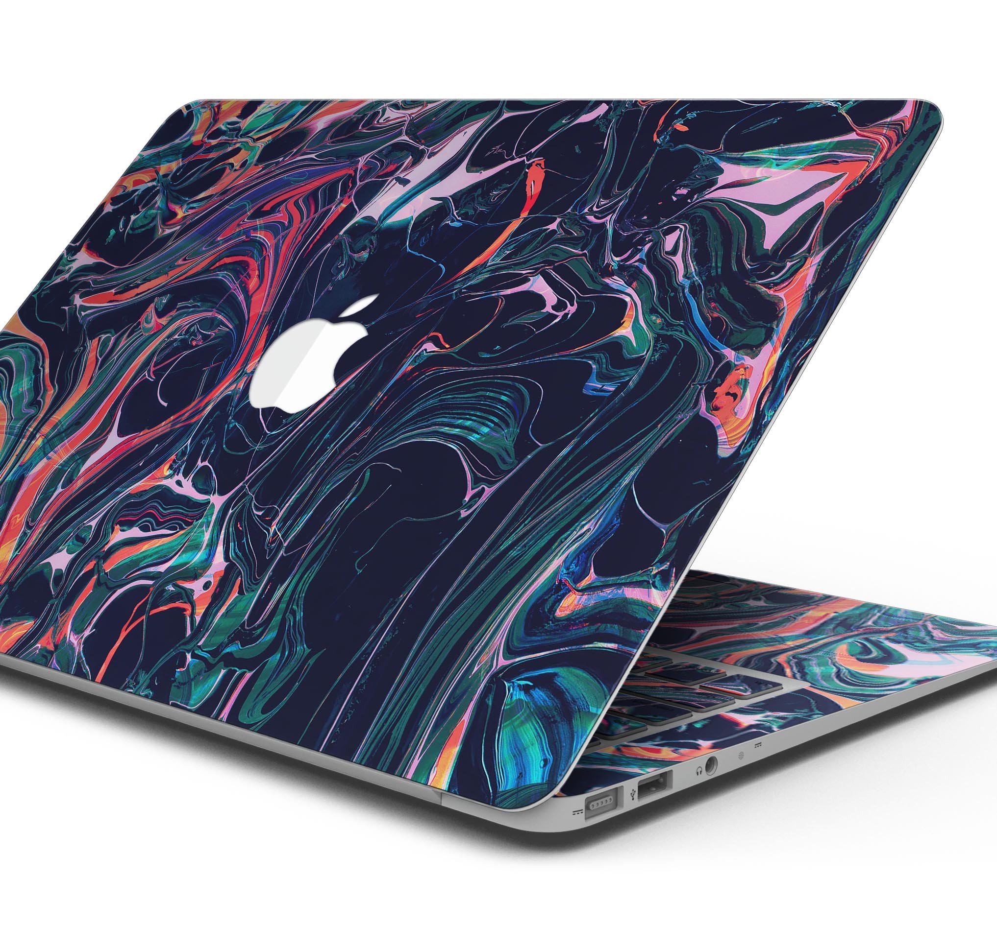 Liquid Abstract Paint Remix V30 skin decal wrap kit for Apple MacBook, showcasing vibrant colors and a sleek design.