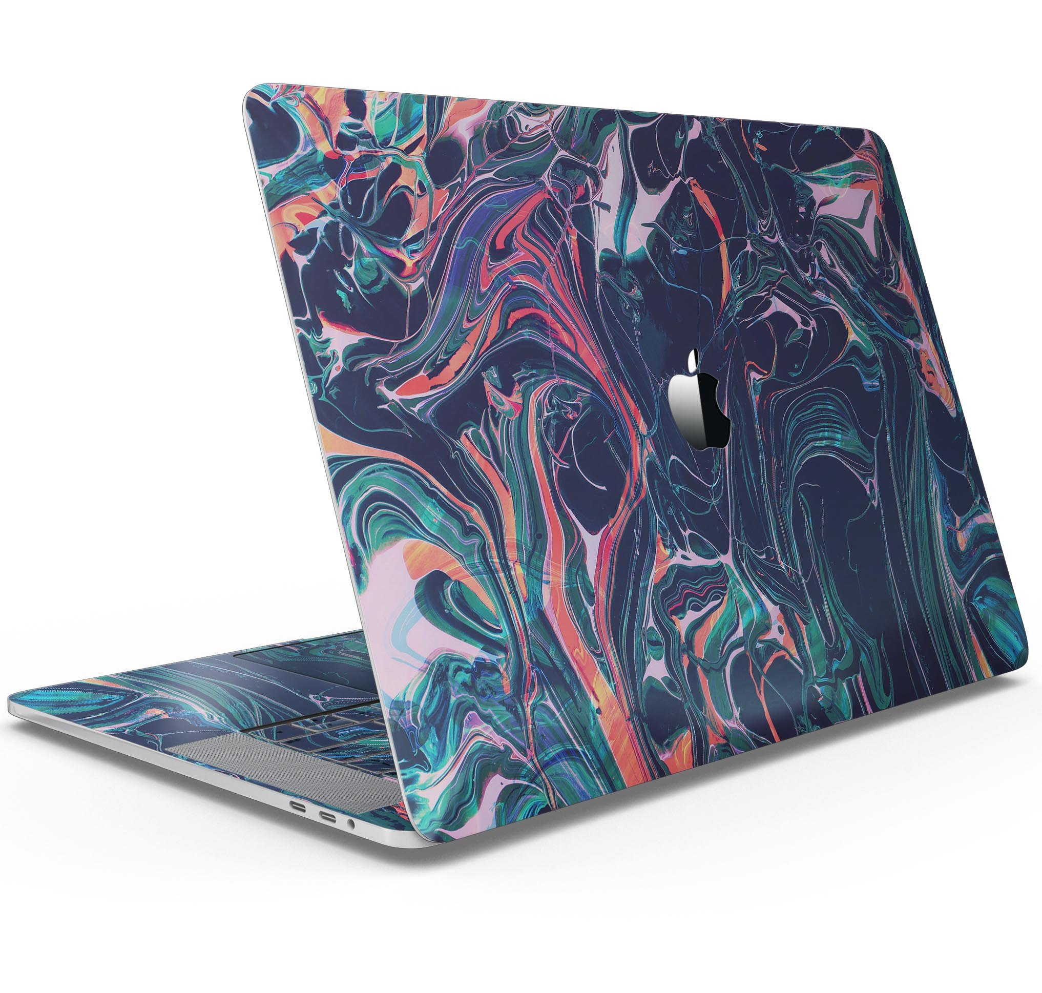 Liquid Abstract Paint Remix V30 skin decal wrap kit for Apple MacBook, showcasing vibrant colors and a sleek design.