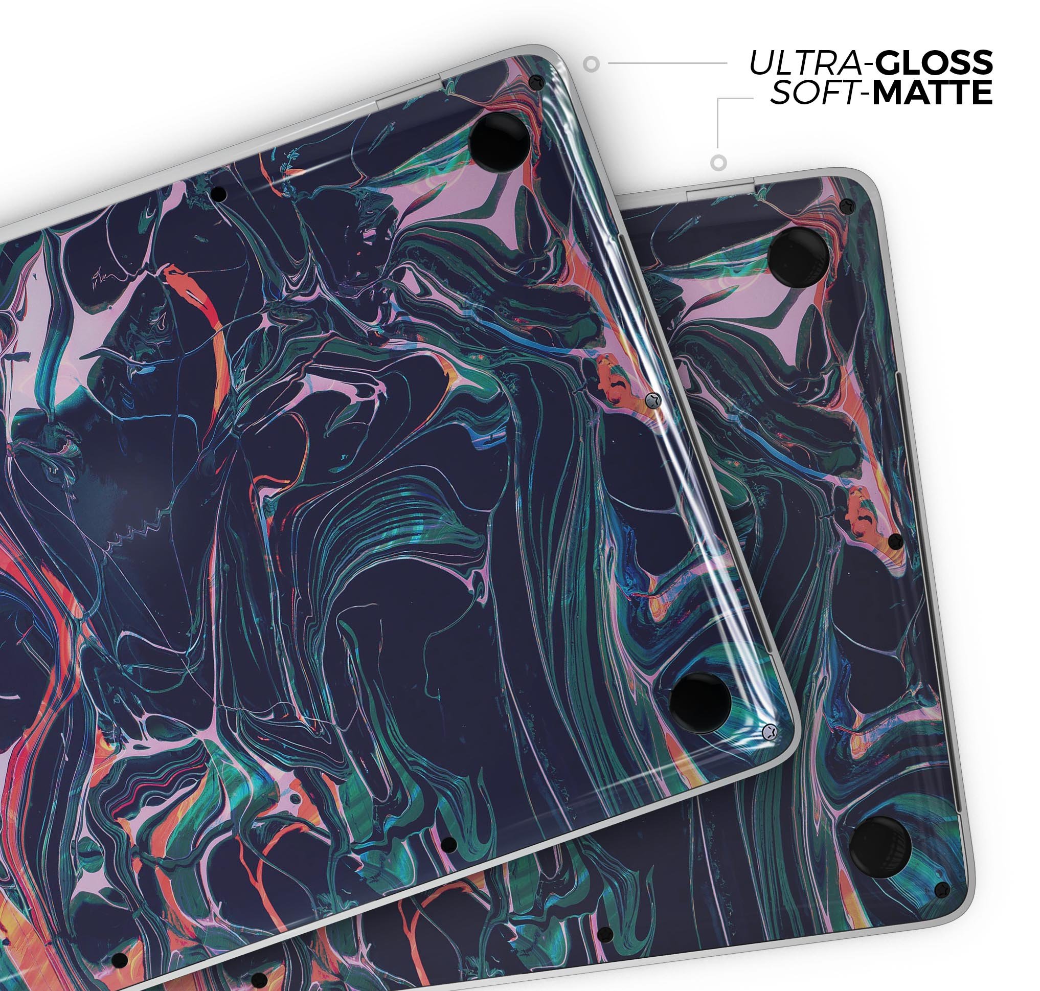 Liquid Abstract Paint Remix V30 skin decal wrap kit for Apple MacBook, showcasing vibrant colors and a sleek design.