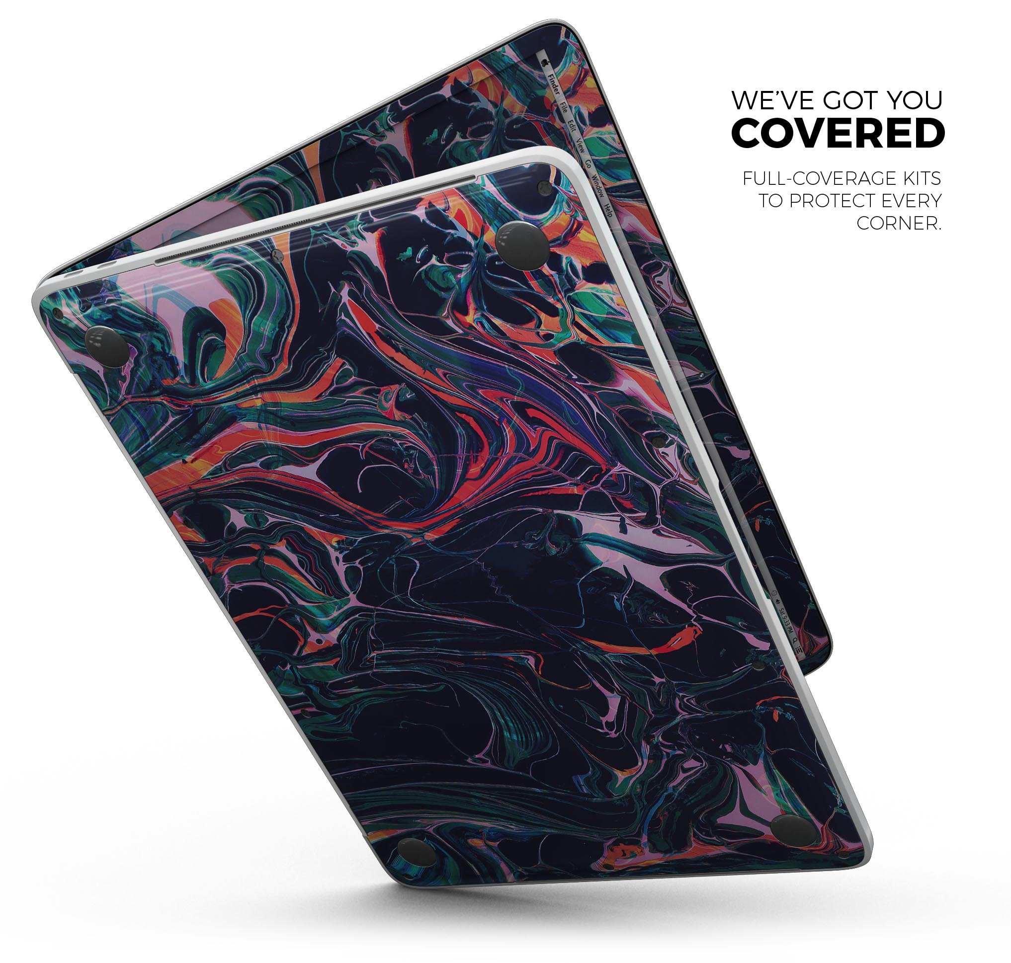 Liquid Abstract Paint Remix V30 skin decal wrap kit for Apple MacBook, showcasing vibrant colors and a sleek design.