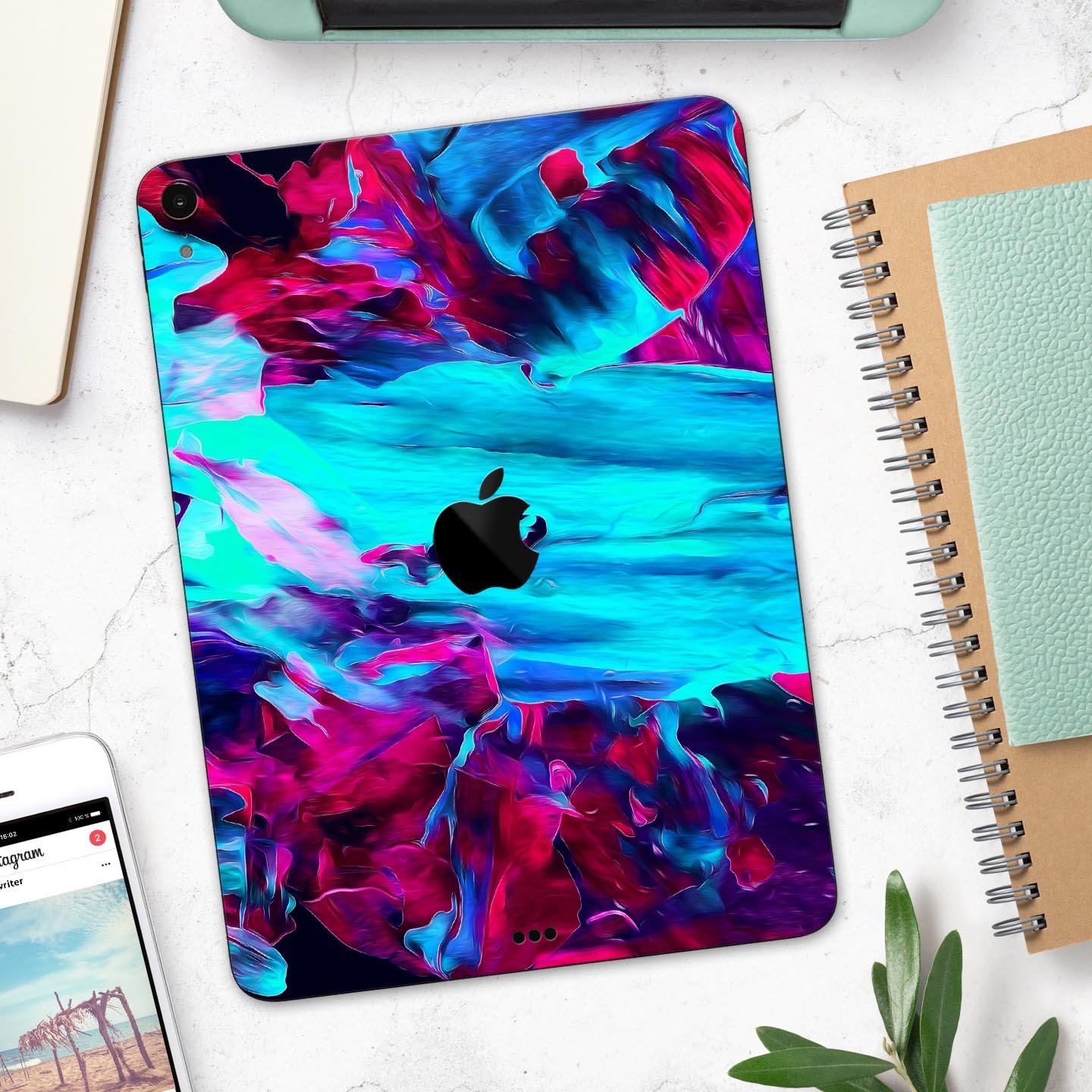 Liquid Abstract Paint Remix V32 full body skin decal for Apple devices, showcasing vibrant abstract design and premium 3M material.