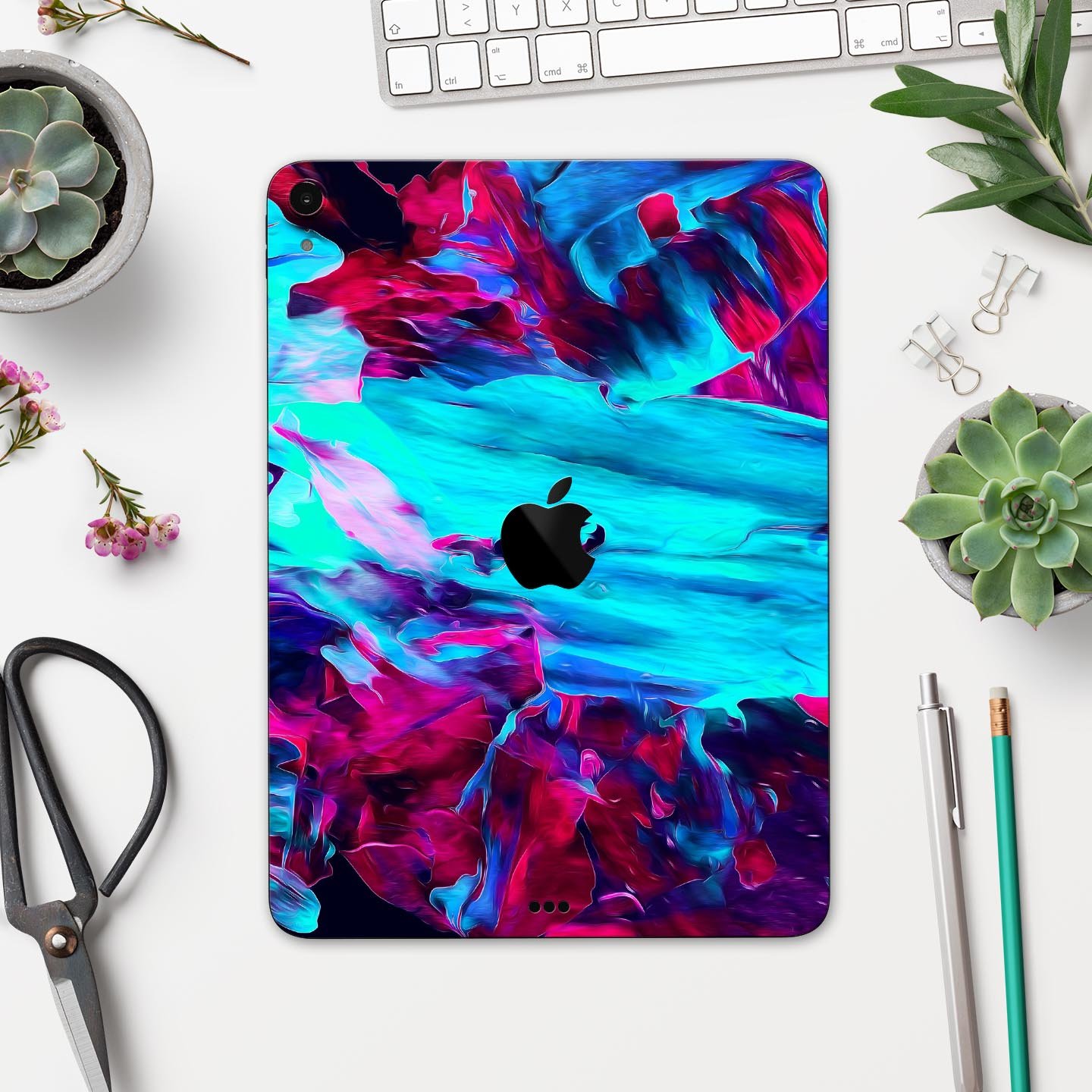 Liquid Abstract Paint Remix V32 full body skin decal for Apple devices, showcasing vibrant abstract design and premium 3M material.