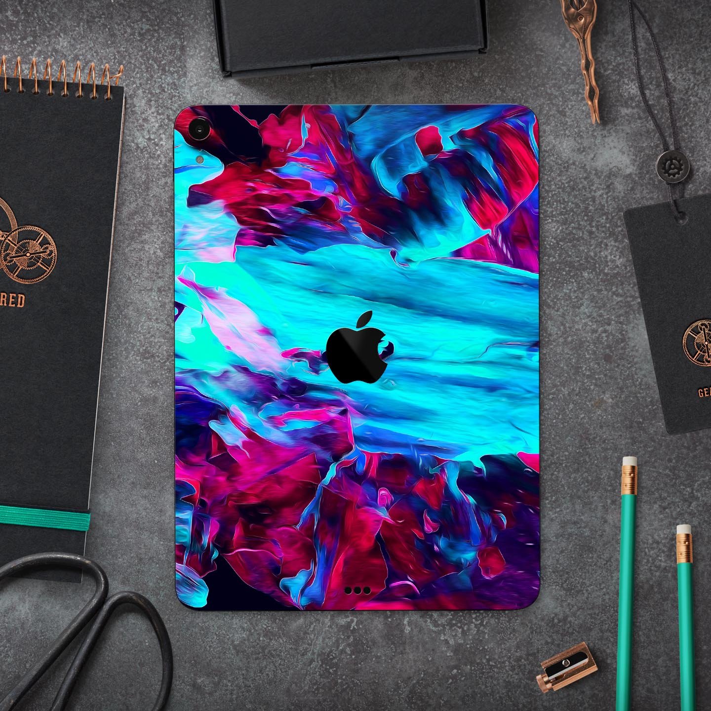 Liquid Abstract Paint Remix V32 full body skin decal for Apple devices, showcasing vibrant abstract design and premium 3M material.