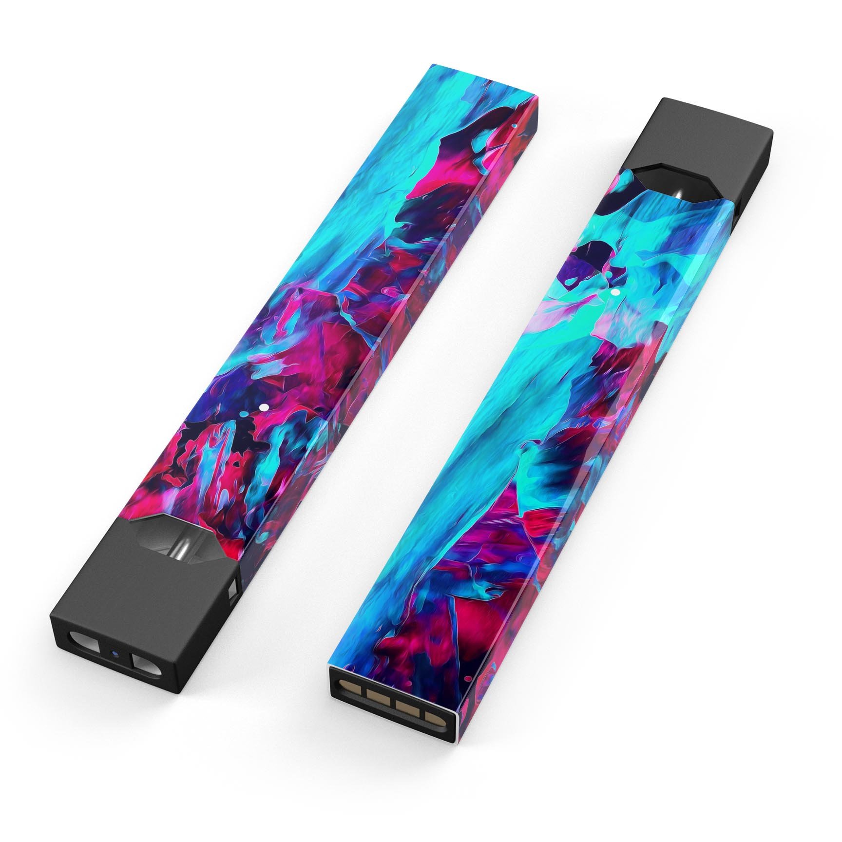 Liquid Abstract Paint Remix V32 skin-wrap for JUUL device, showcasing vibrant colors and precise cut for a perfect fit.