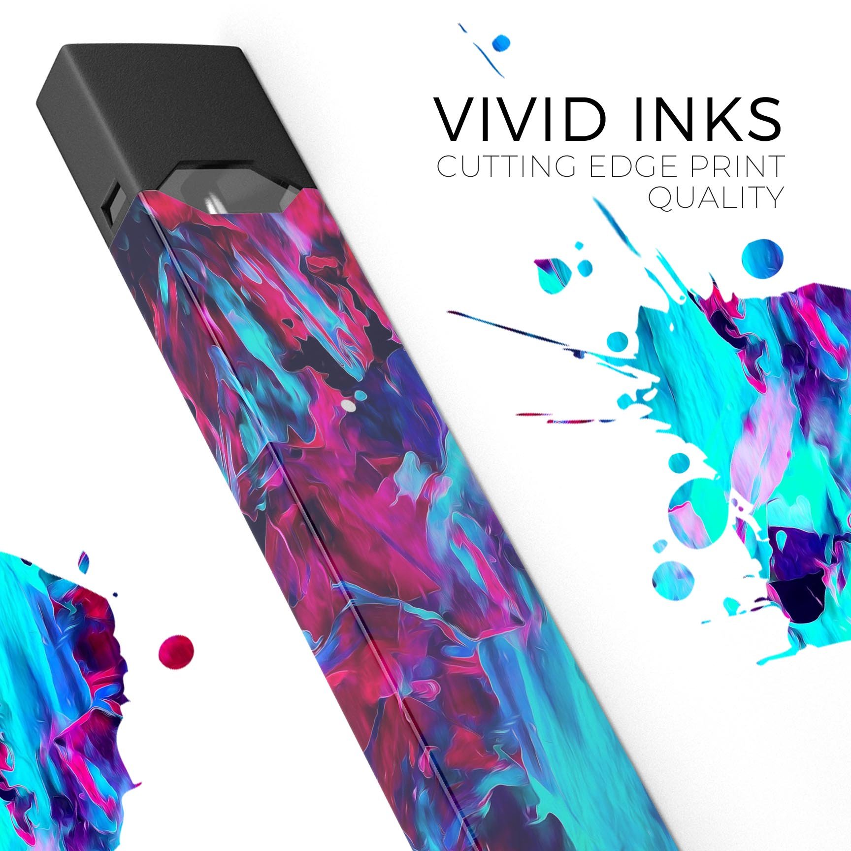 Liquid Abstract Paint Remix V32 skin-wrap for JUUL device, showcasing vibrant colors and precise cut for a perfect fit.