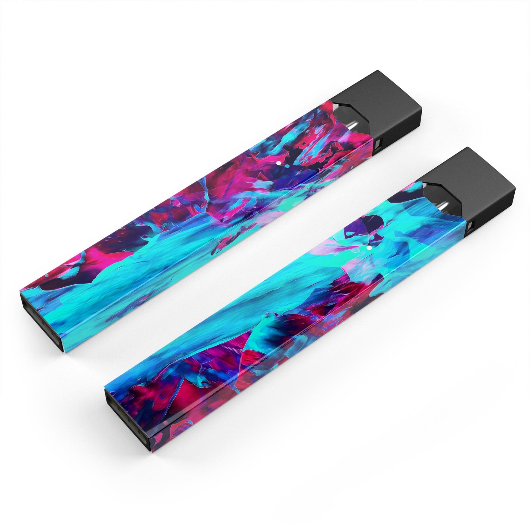 Liquid Abstract Paint Remix V32 skin-wrap for JUUL device, showcasing vibrant colors and precise cut for a perfect fit.