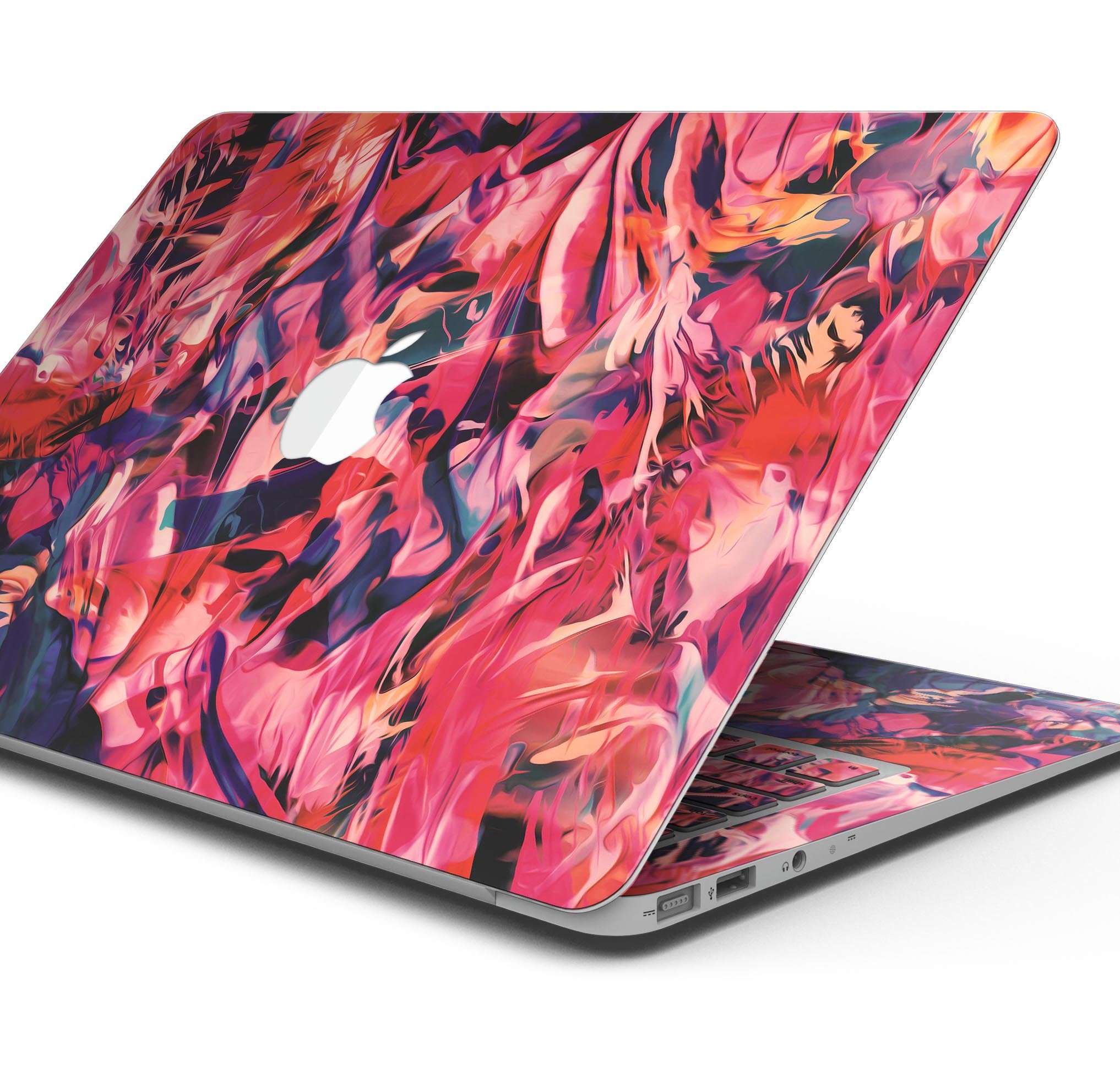 Liquid Abstract Paint Remix V35 skin decal wrap kit for MacBook, showcasing vibrant colors and a sleek design.