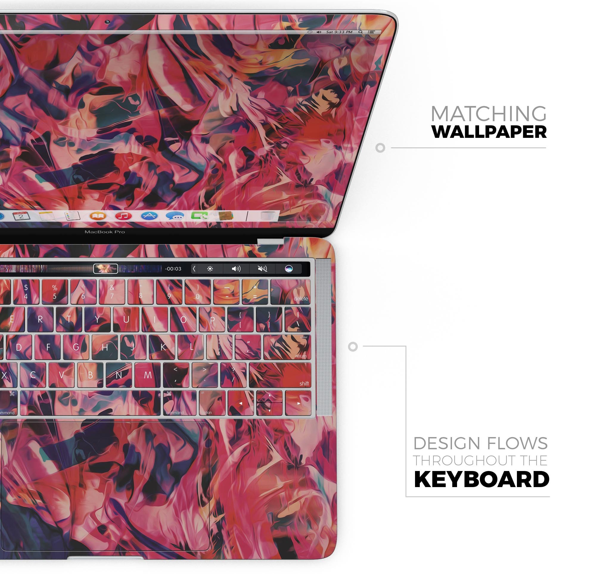 Liquid Abstract Paint Remix V35 skin decal wrap kit for MacBook, showcasing vibrant colors and a sleek design.