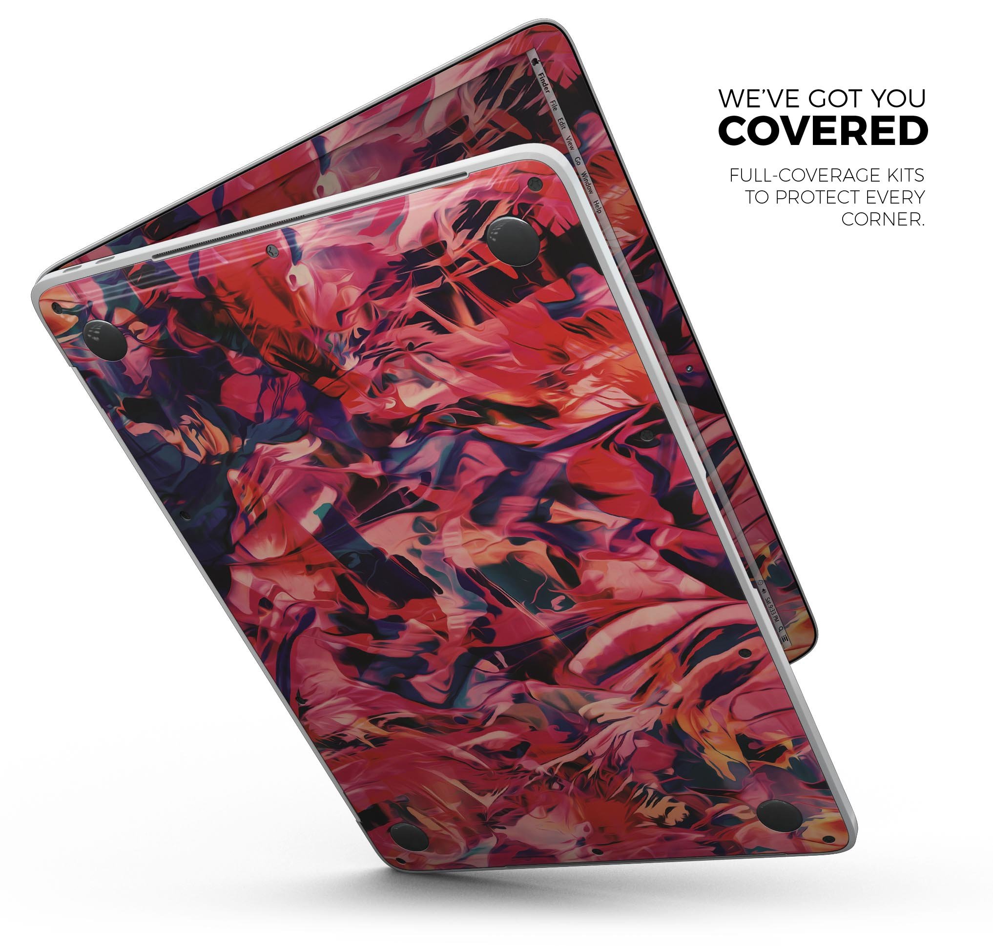 Liquid Abstract Paint Remix V35 skin decal wrap kit for MacBook, showcasing vibrant colors and a sleek design.