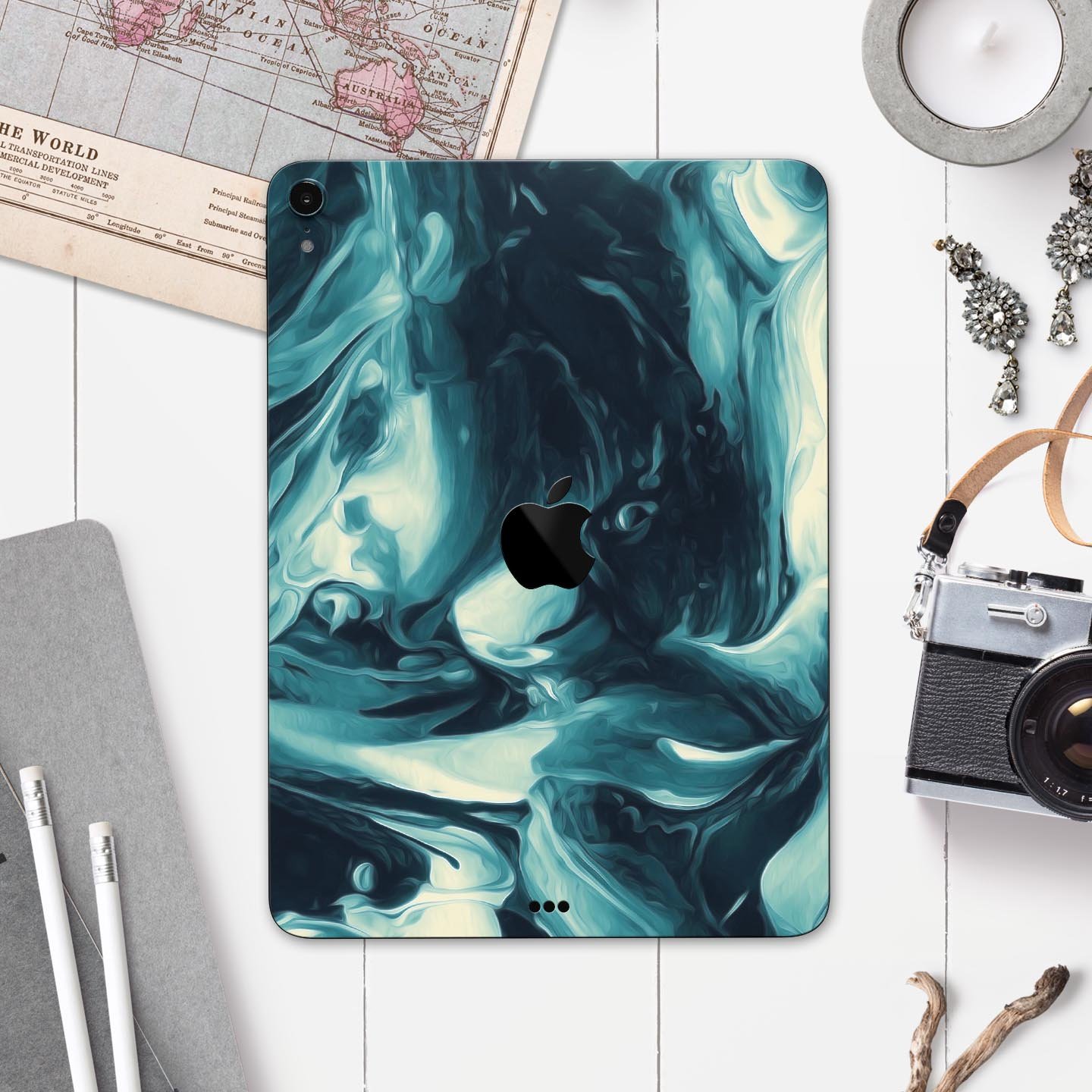 Liquid Abstract Paint Remix V37 skin decal for Apple devices, showcasing vibrant colors and a sleek design.