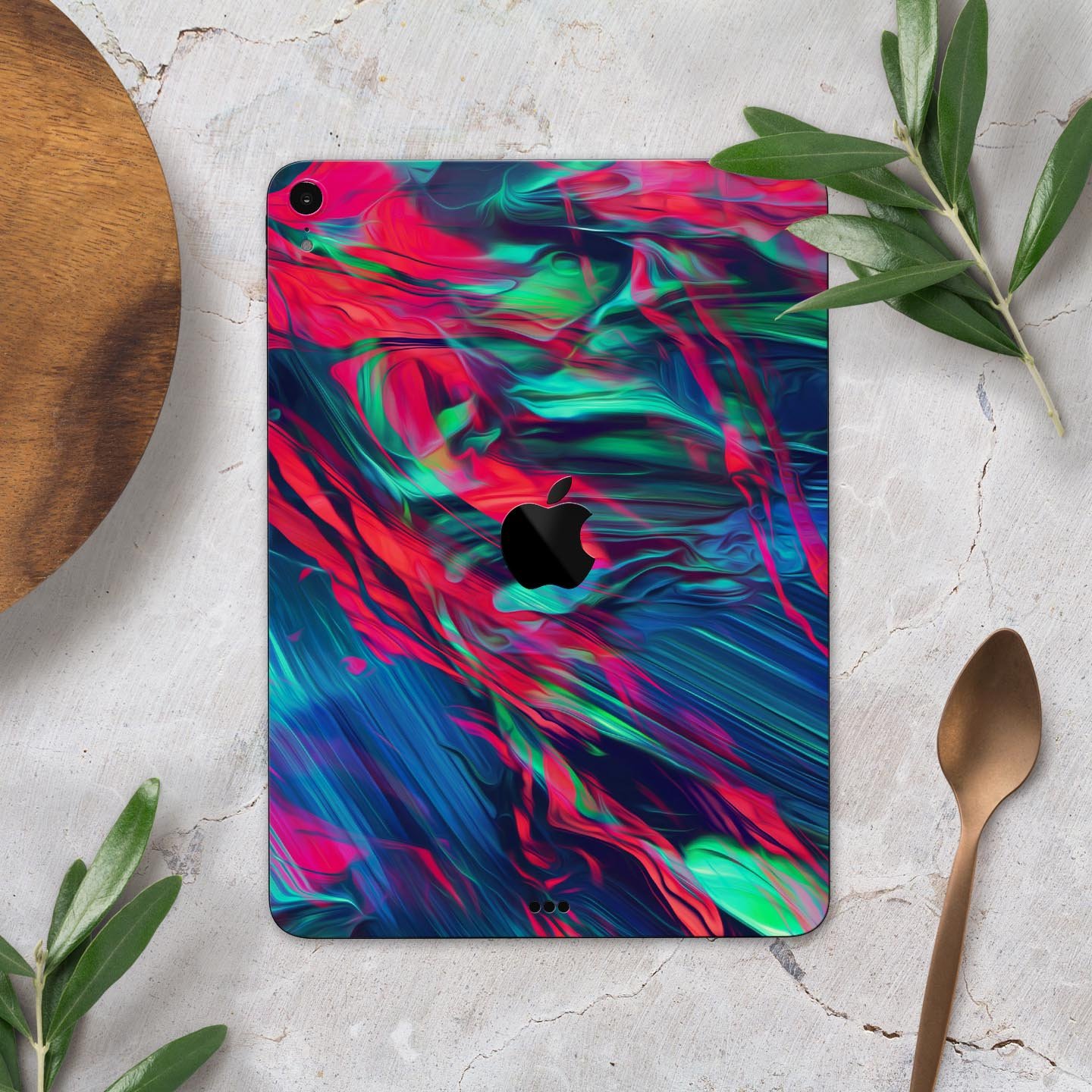 Liquid Abstract Paint Remix V4 skin decal for Apple devices, showcasing vibrant colors and a sleek design.