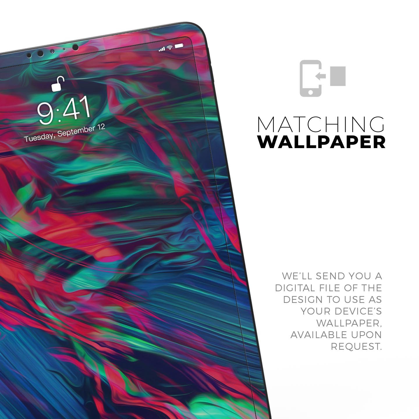 Liquid Abstract Paint Remix V4 skin decal for Apple devices, showcasing vibrant colors and a sleek design.