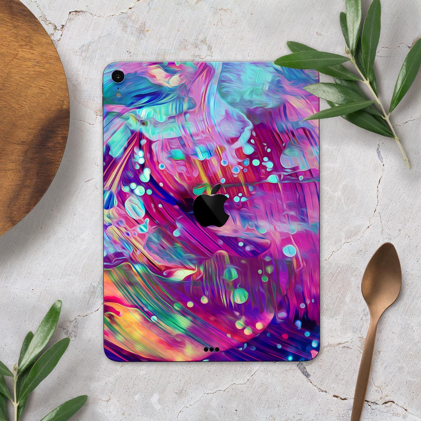 Liquid Abstract Paint Remix V41 skin decal for Apple devices, showcasing vibrant colors and a sleek design.