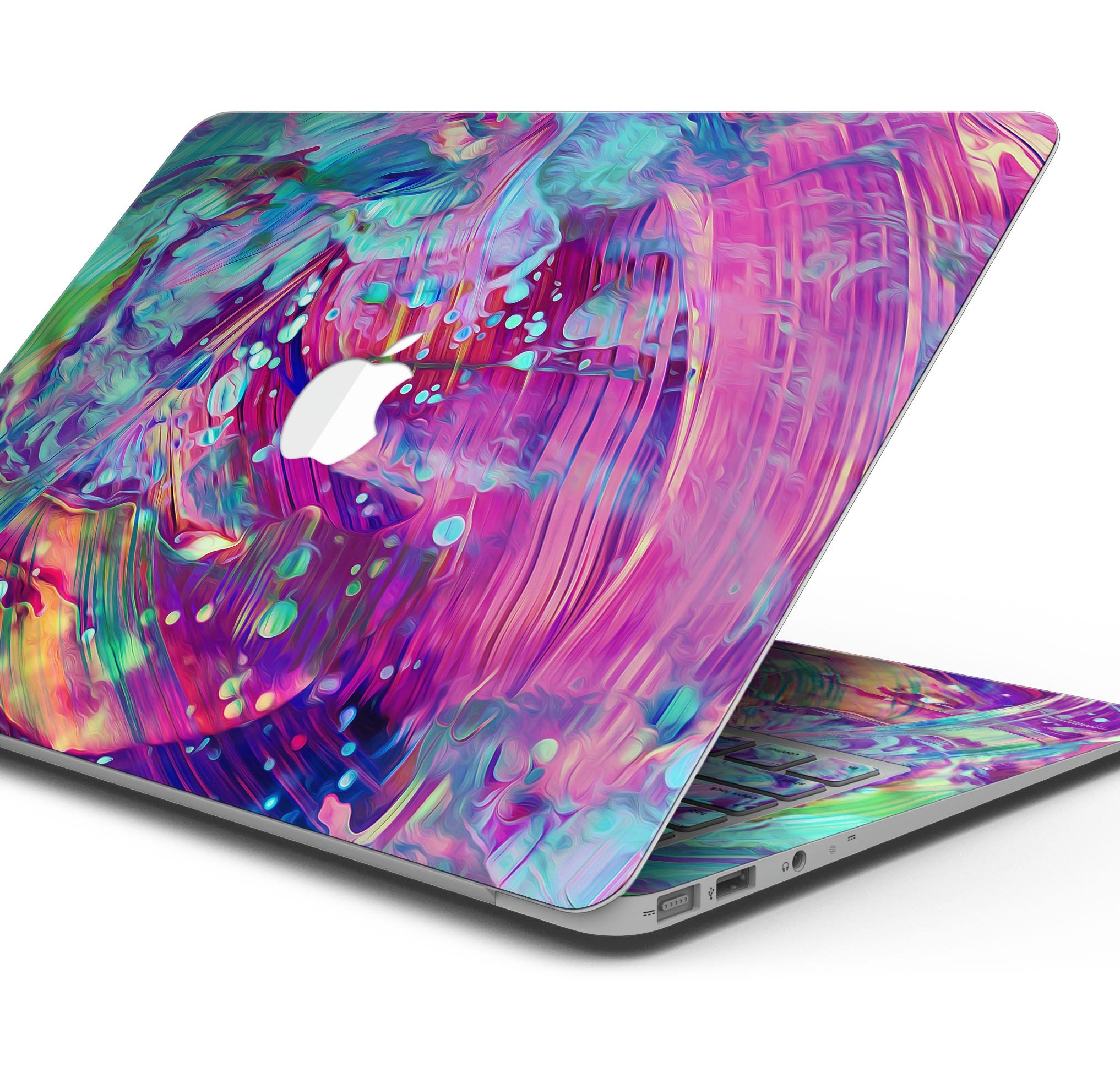 Liquid Abstract Paint Remix V41 skin decal wrap kit for MacBook, showcasing vibrant colors and a sleek design.