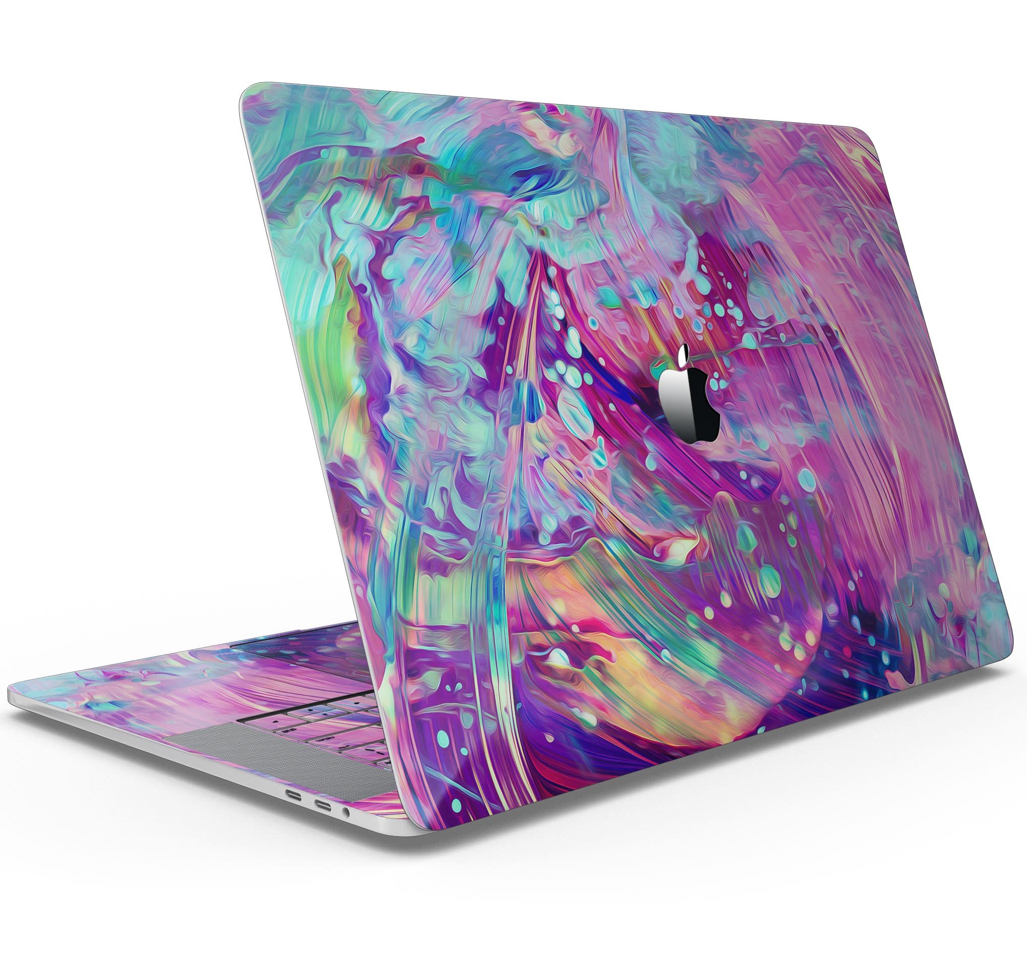 Liquid Abstract Paint Remix V41 skin decal wrap kit for MacBook, showcasing vibrant colors and a sleek design.