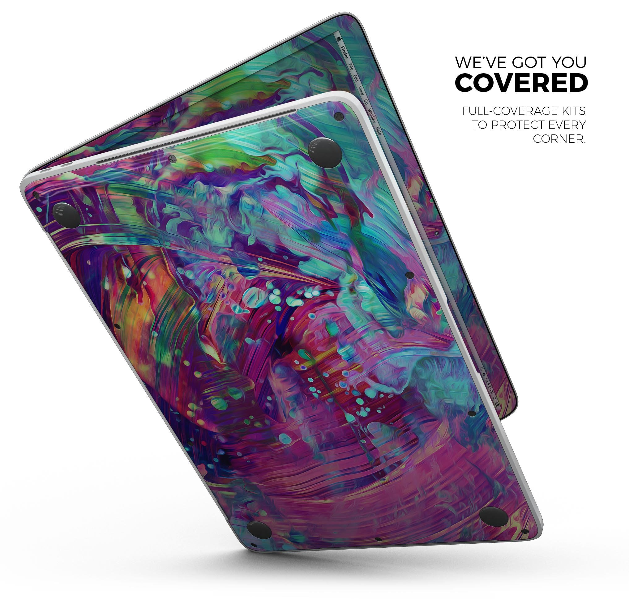 Liquid Abstract Paint Remix V41 skin decal wrap kit for MacBook, showcasing vibrant colors and a sleek design.