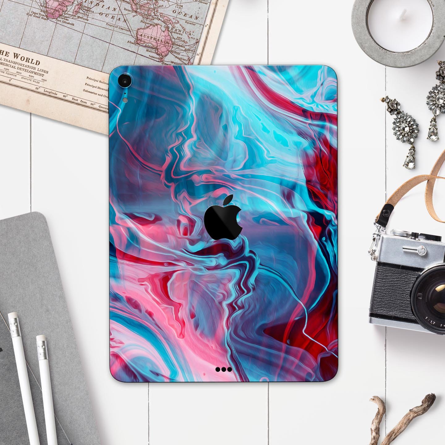 Liquid Abstract Paint Remix V42 skin decal for Apple devices, showcasing vibrant abstract design and premium 3M material.