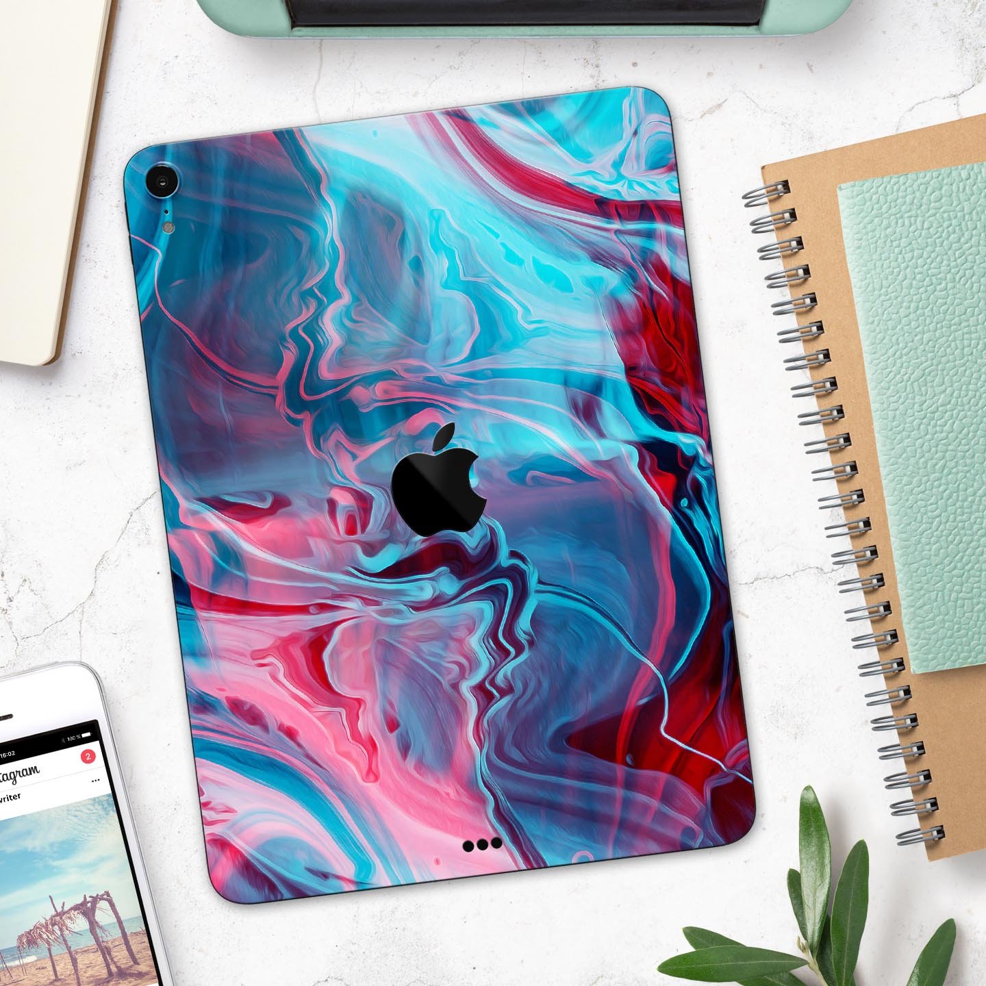 Liquid Abstract Paint Remix V42 skin decal for Apple devices, showcasing vibrant abstract design and premium 3M material.