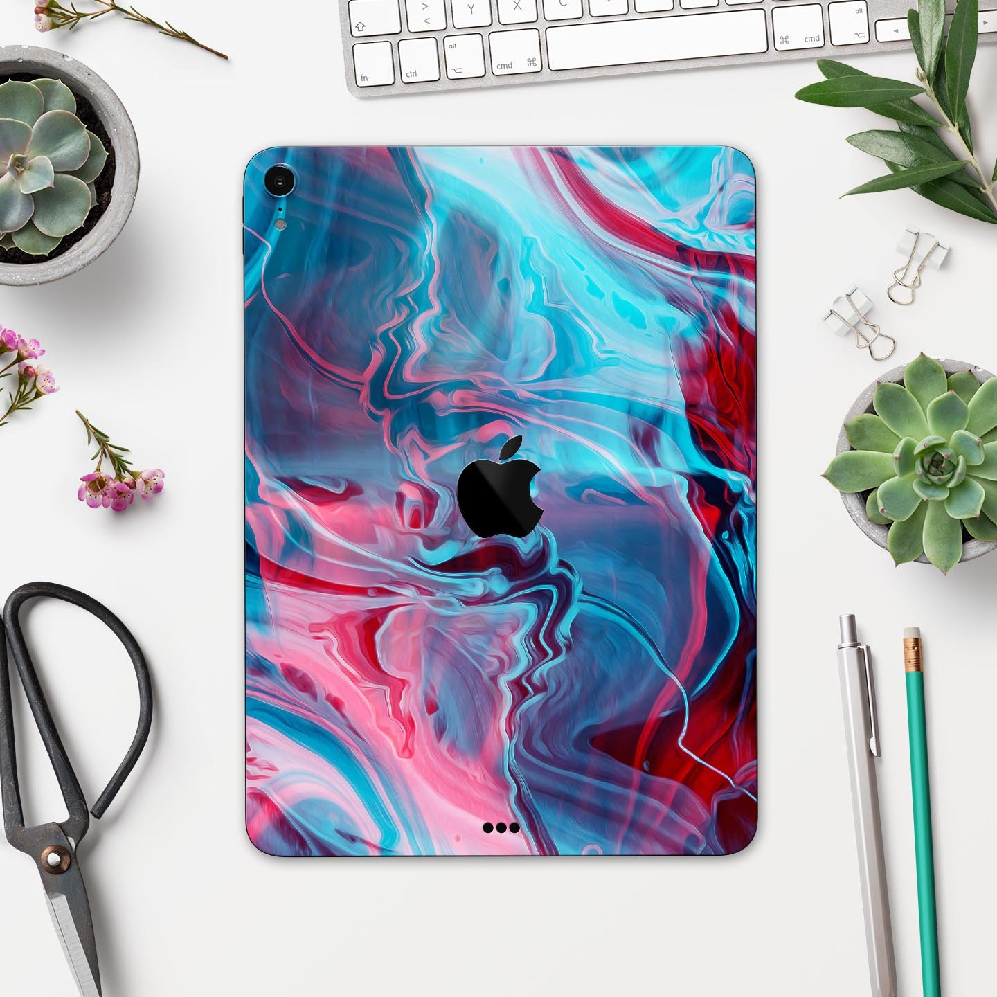 Liquid Abstract Paint Remix V42 skin decal for Apple devices, showcasing vibrant abstract design and premium 3M material.