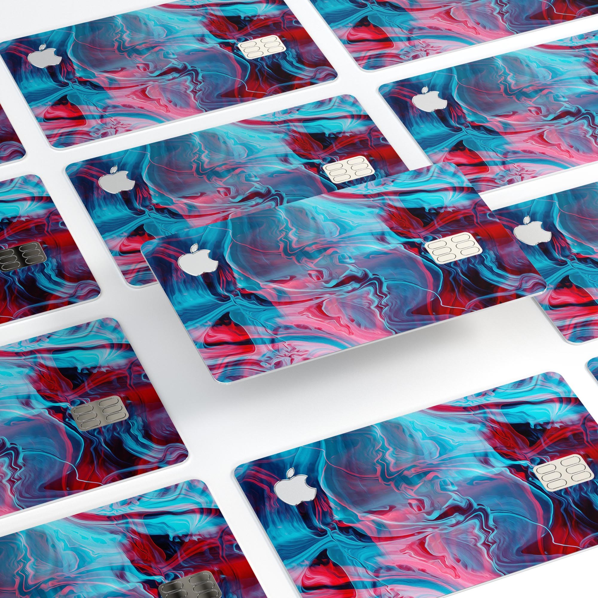 Liquid Abstract Paint Remix V42 skin for Apple Card, showcasing vibrant design and premium vinyl material.