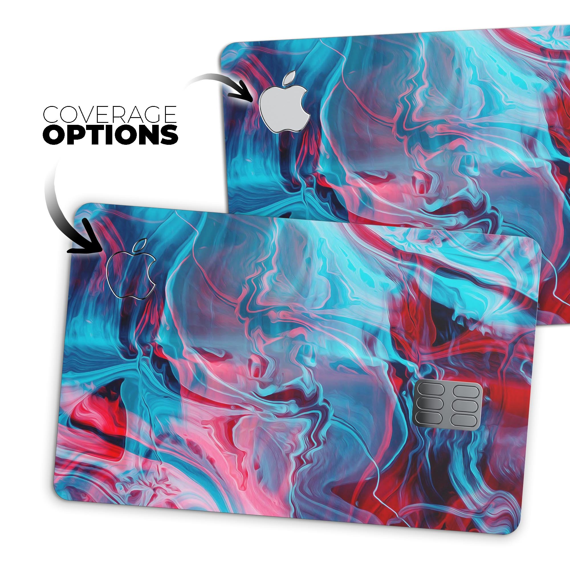 Liquid Abstract Paint Remix V42 skin for Apple Card, showcasing vibrant design and premium vinyl material.