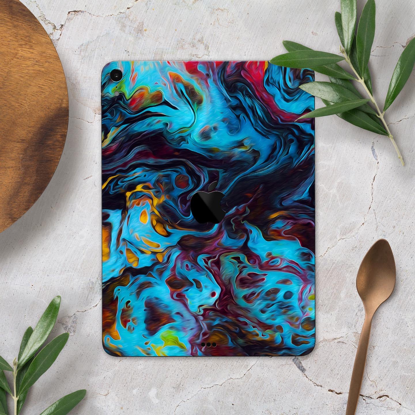 Liquid Abstract Paint Remix V43 skin decal for Apple devices, showcasing vibrant abstract design and premium 3M material.