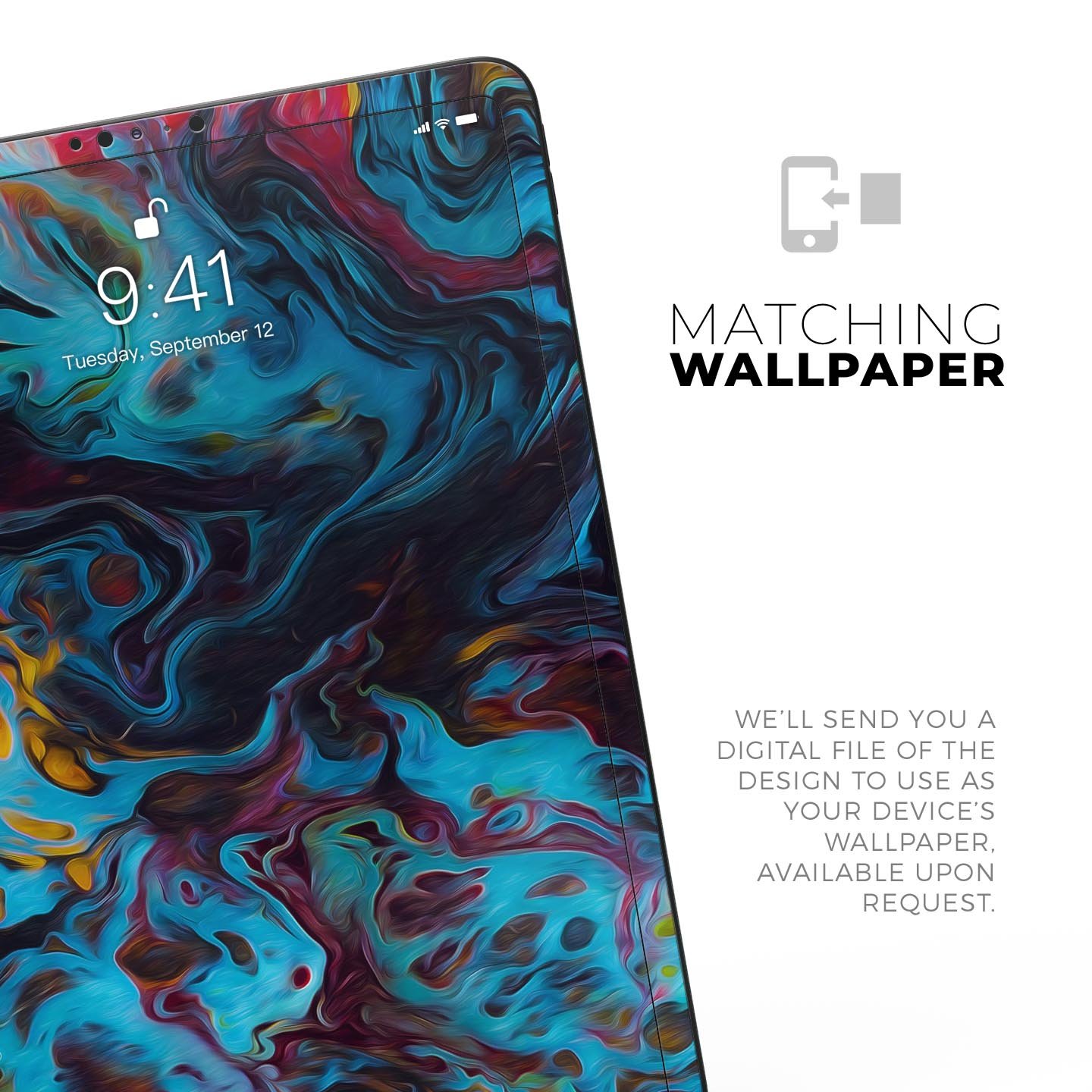 Liquid Abstract Paint Remix V43 skin decal for Apple devices, showcasing vibrant abstract design and premium 3M material.