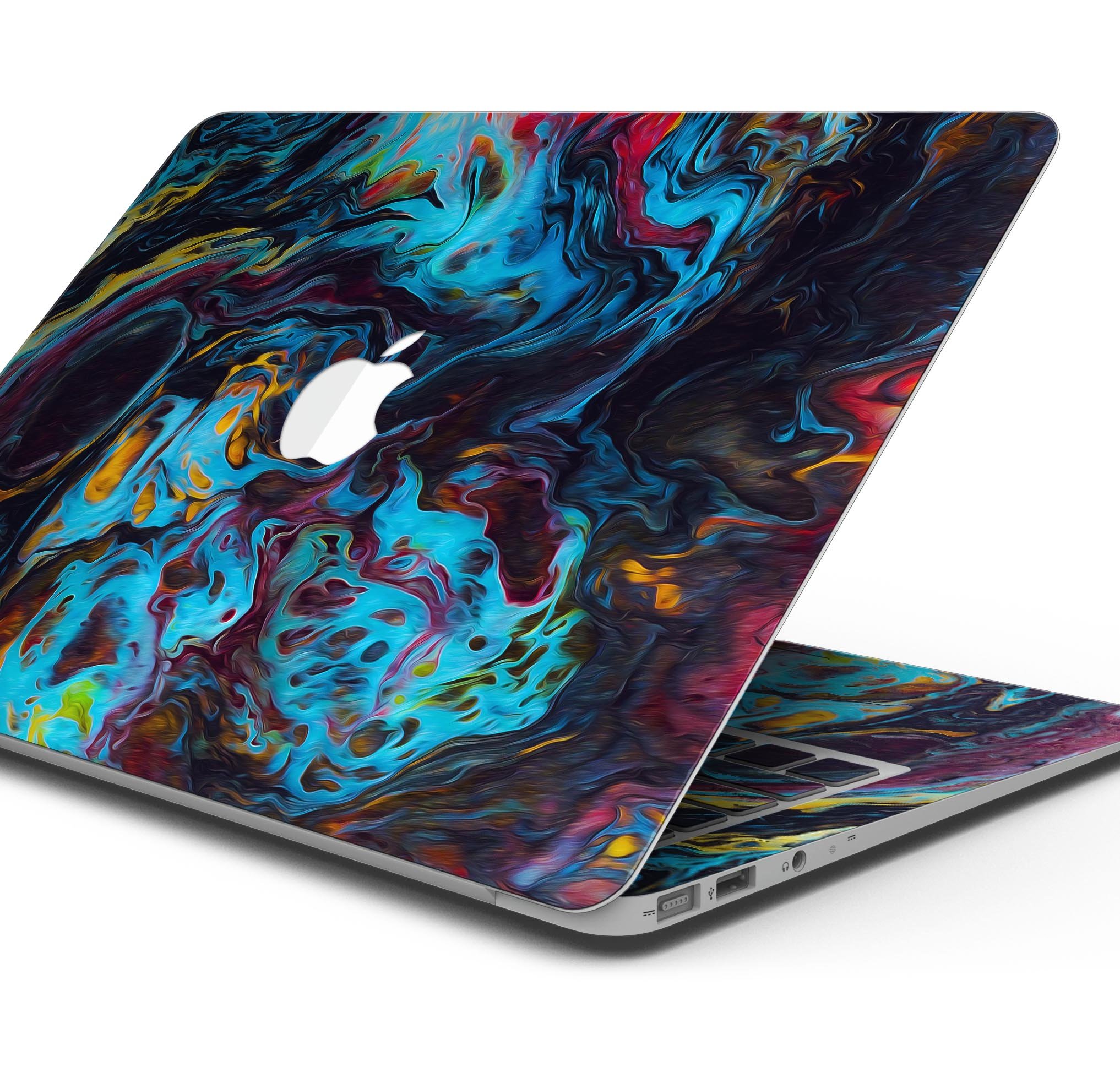 Liquid Abstract Paint Remix V43 skin decal wrap kit for MacBook, showcasing vibrant abstract design and premium vinyl material.