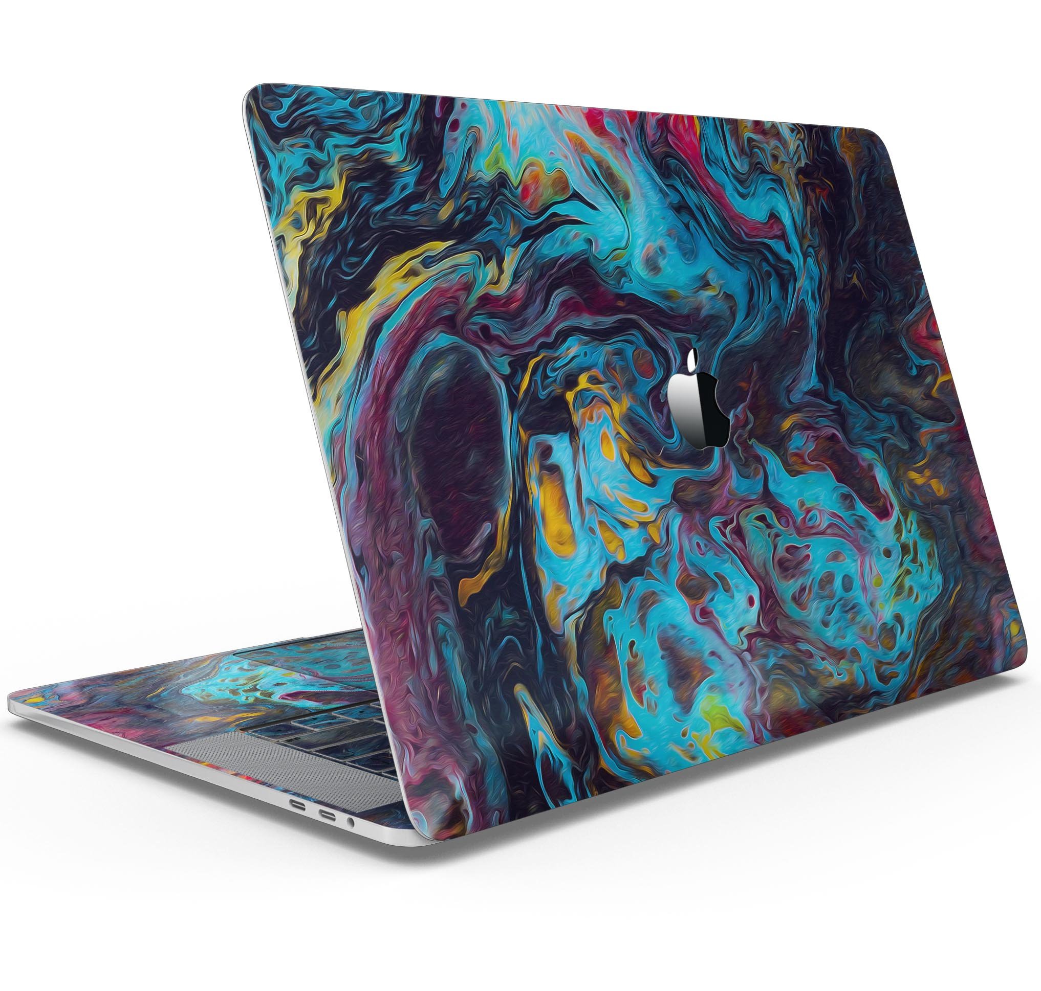 Liquid Abstract Paint Remix V43 skin decal wrap kit for MacBook, showcasing vibrant abstract design and premium vinyl material.