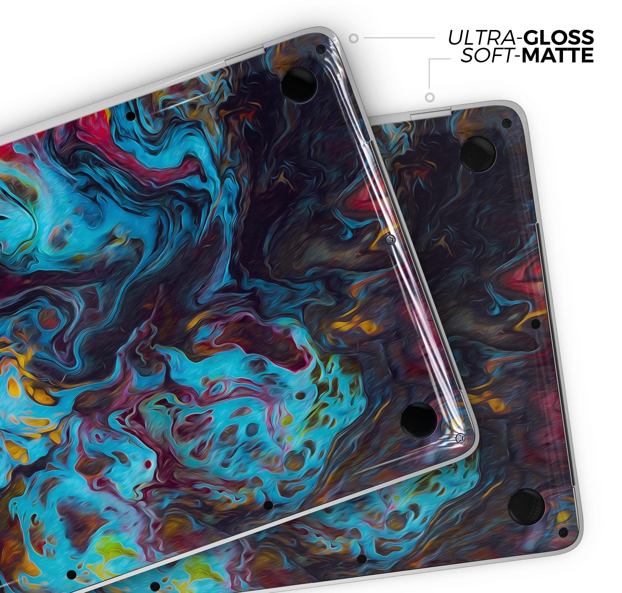 Liquid Abstract Paint Remix V43 skin decal wrap kit for MacBook, showcasing vibrant abstract design and premium vinyl material.