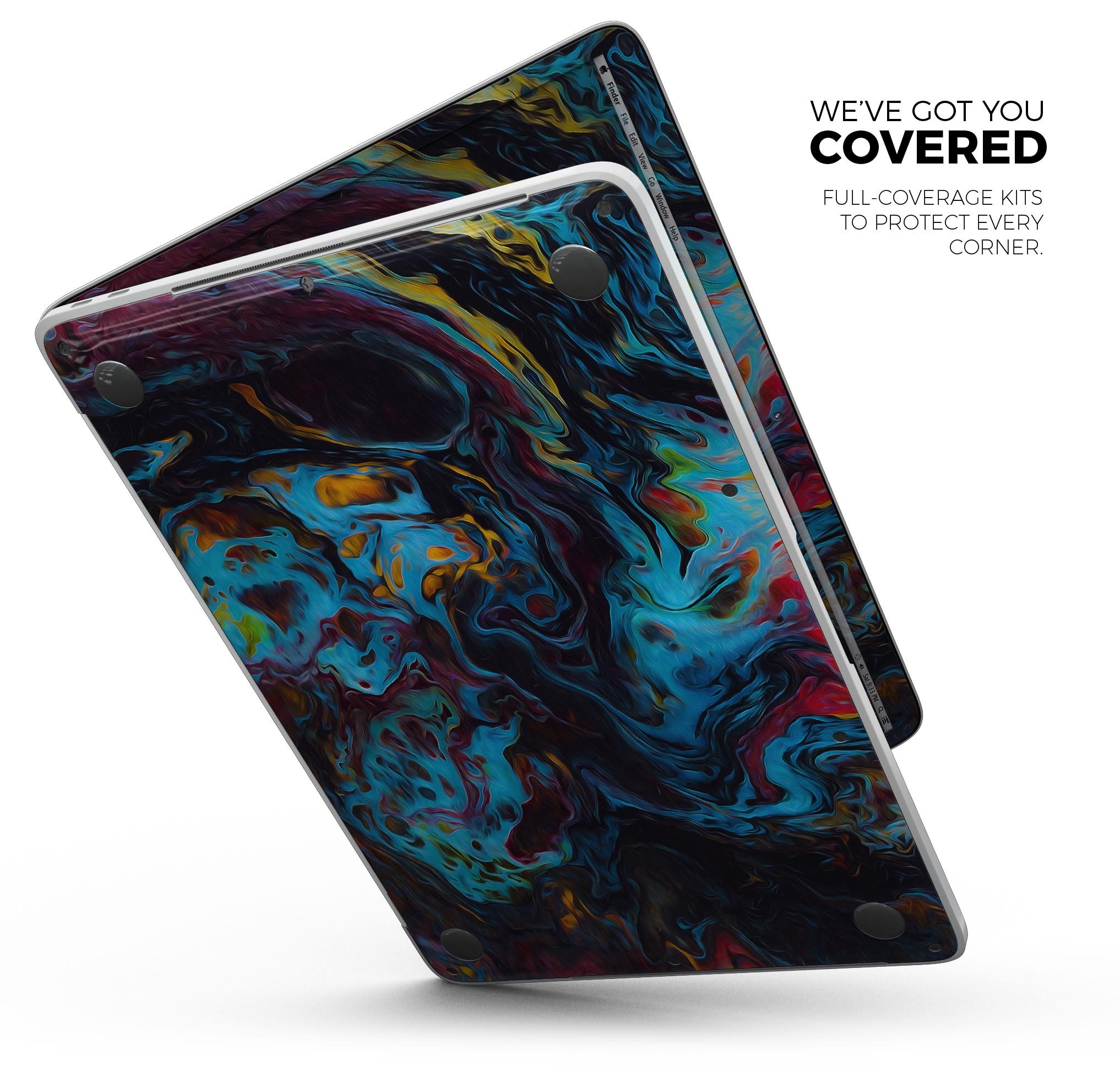 Liquid Abstract Paint Remix V43 skin decal wrap kit for MacBook, showcasing vibrant abstract design and premium vinyl material.