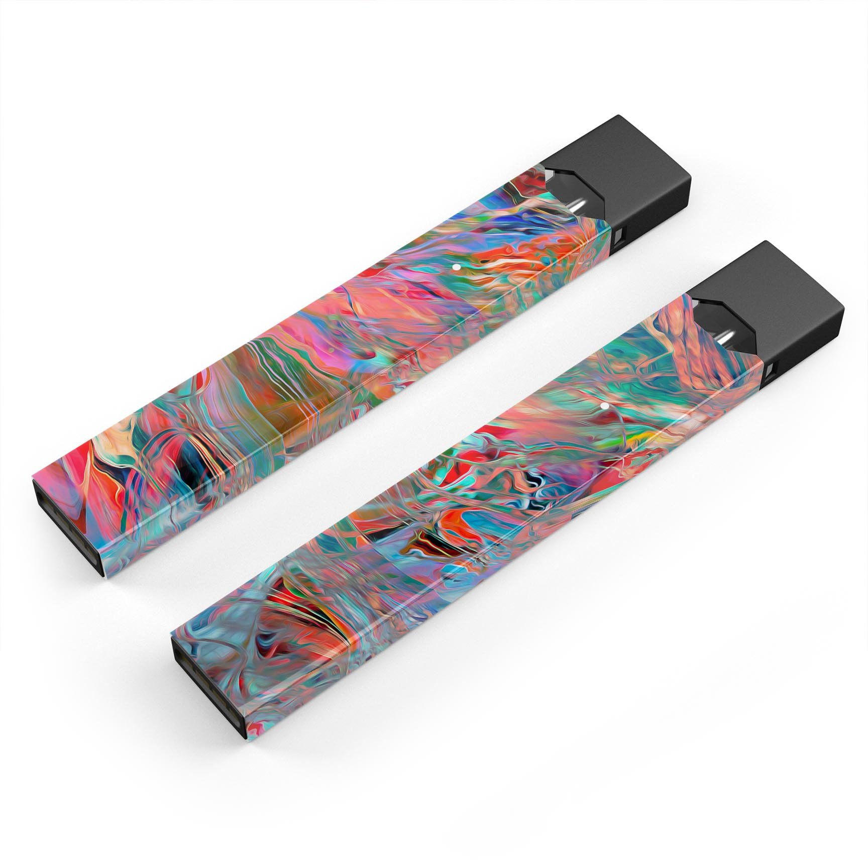 Liquid Abstract Paint Remix V45 skin-wrap for JUUL device, featuring vibrant abstract design and protective dual-layer construction.