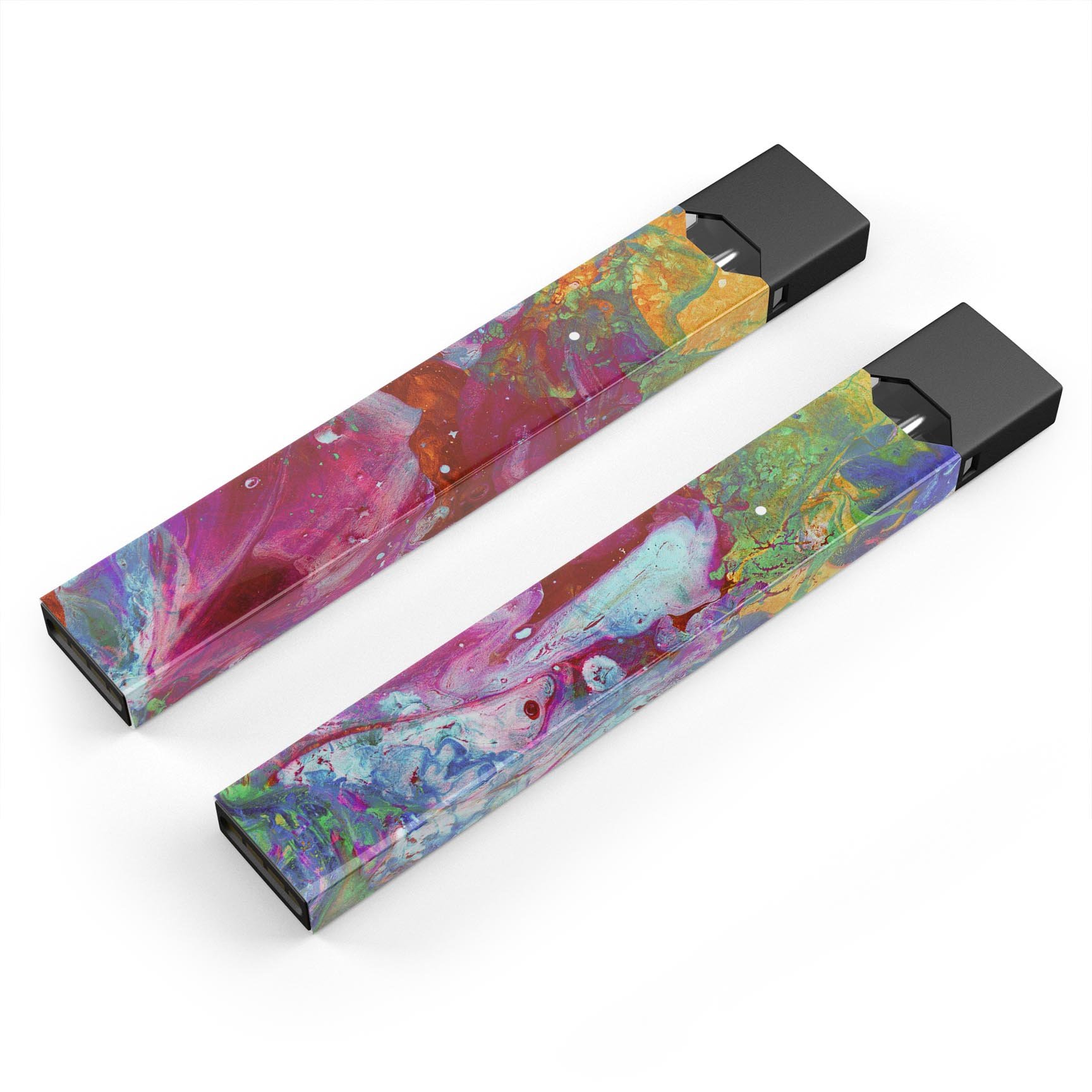 Liquid Abstract Paint Remix V46 skin-wrap for JUUL device, showcasing vibrant colors and precise cut for a perfect fit.