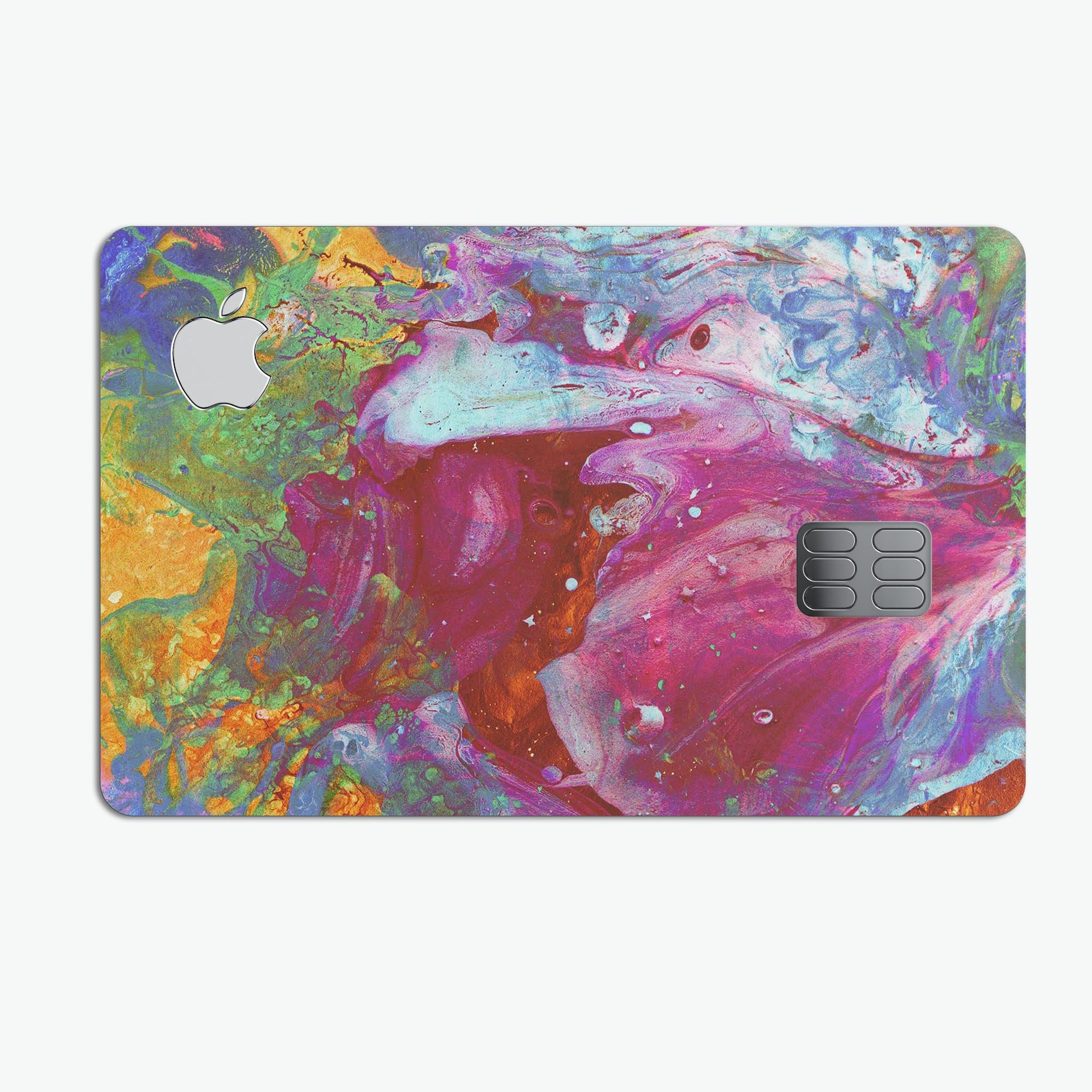 Liquid Abstract Paint Remix V46 skin for Apple Card, showcasing premium vinyl design with bubble-free installation and stylish finishes.