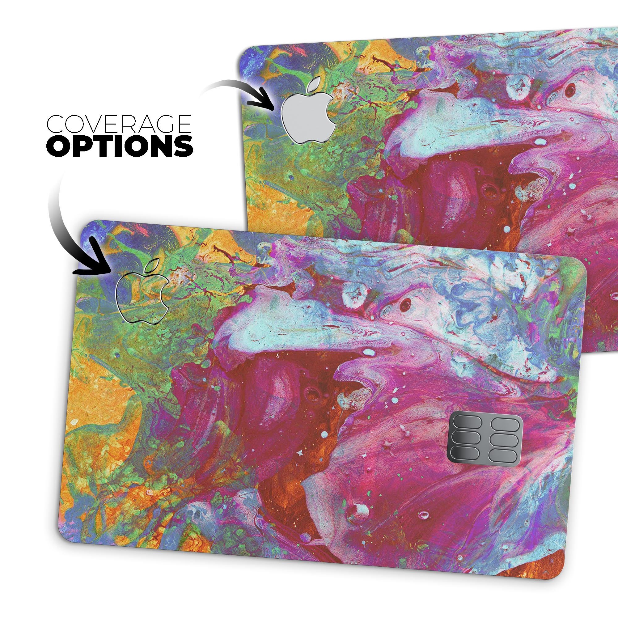 Liquid Abstract Paint Remix V46 skin for Apple Card, showcasing premium vinyl design with bubble-free installation and stylish finishes.