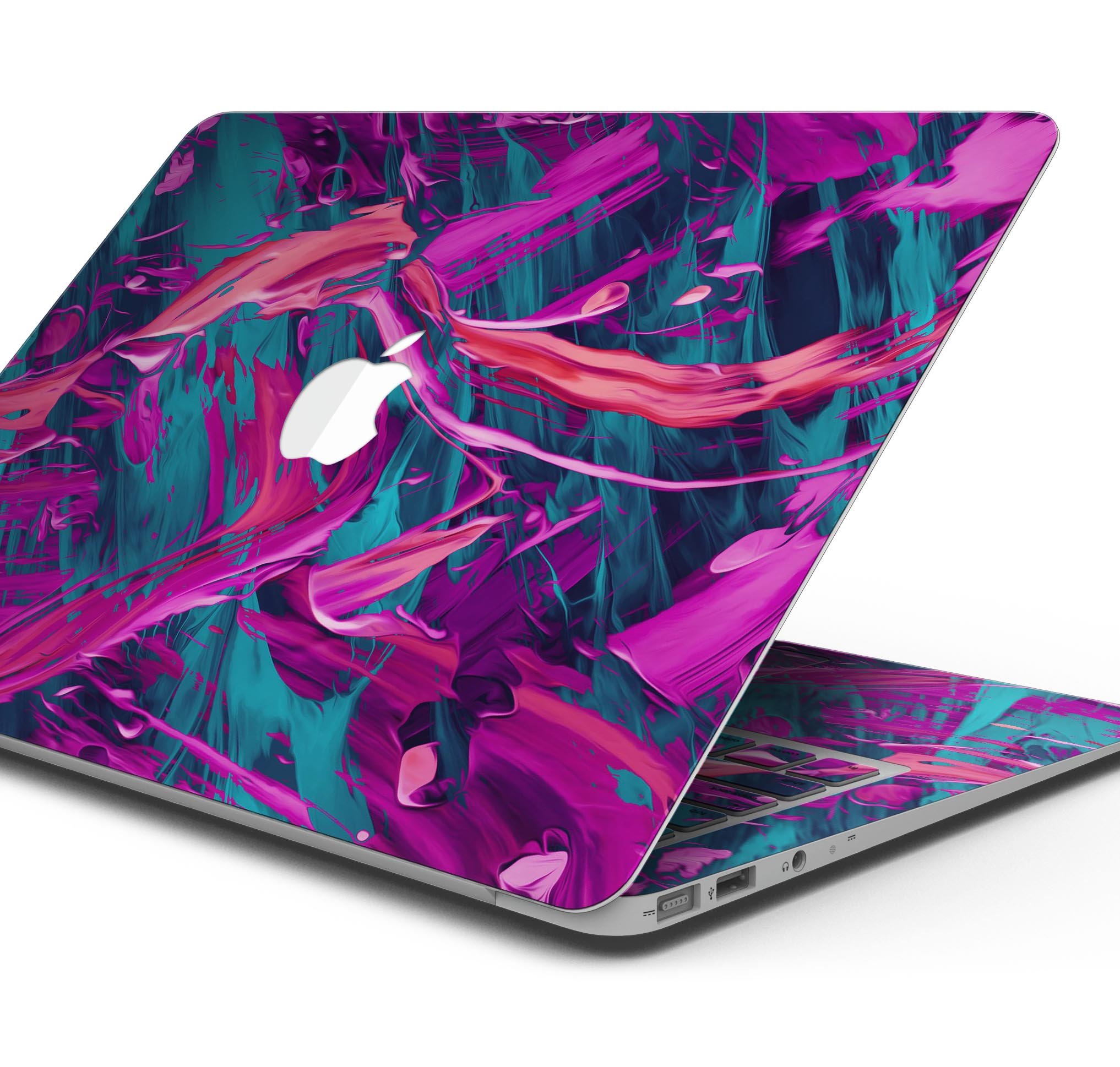 Liquid Abstract Paint Remix V5 skin decal wrap kit for MacBook, showcasing vibrant colors and a sleek design.