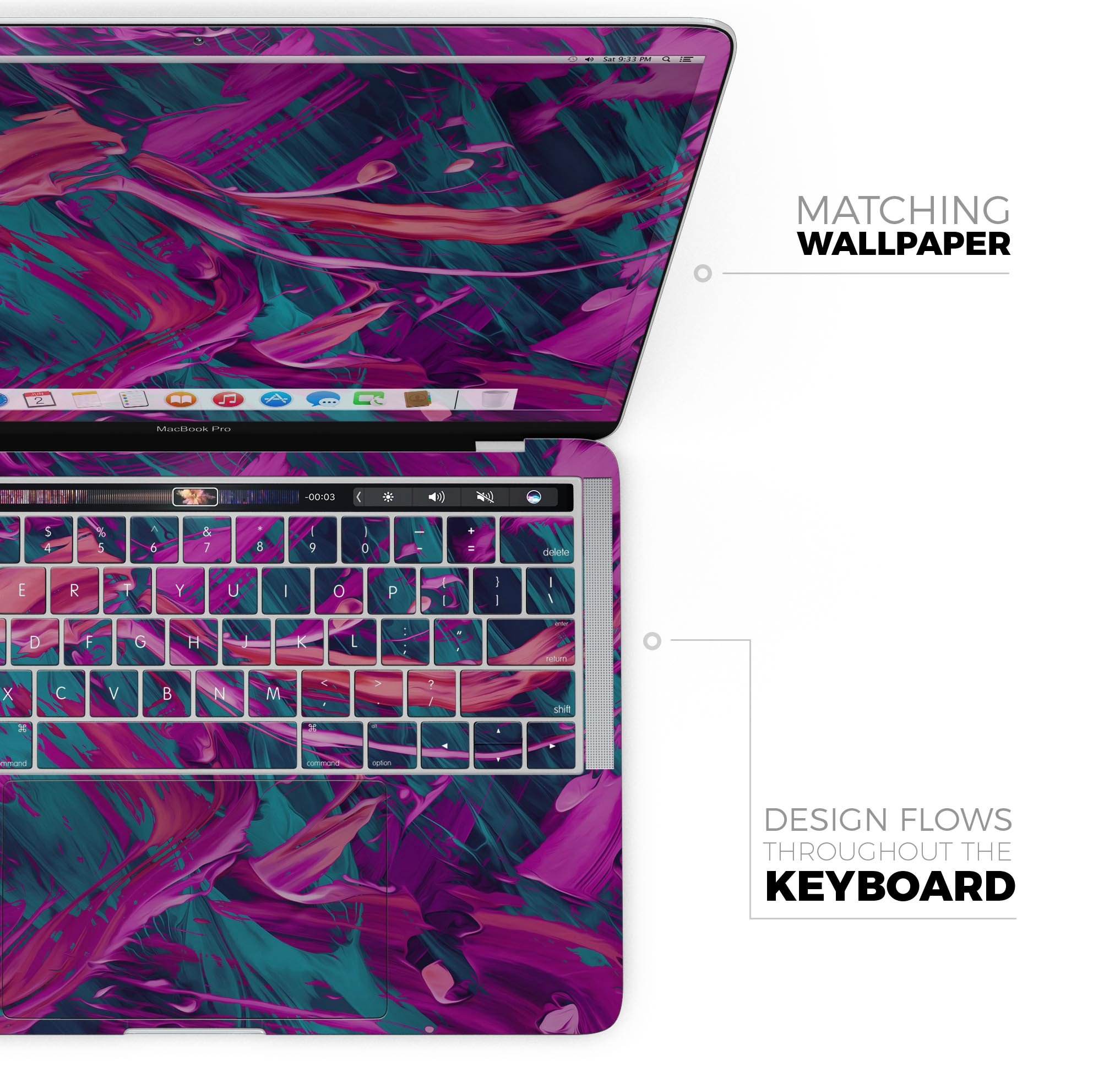 Liquid Abstract Paint Remix V5 skin decal wrap kit for MacBook, showcasing vibrant colors and a sleek design.