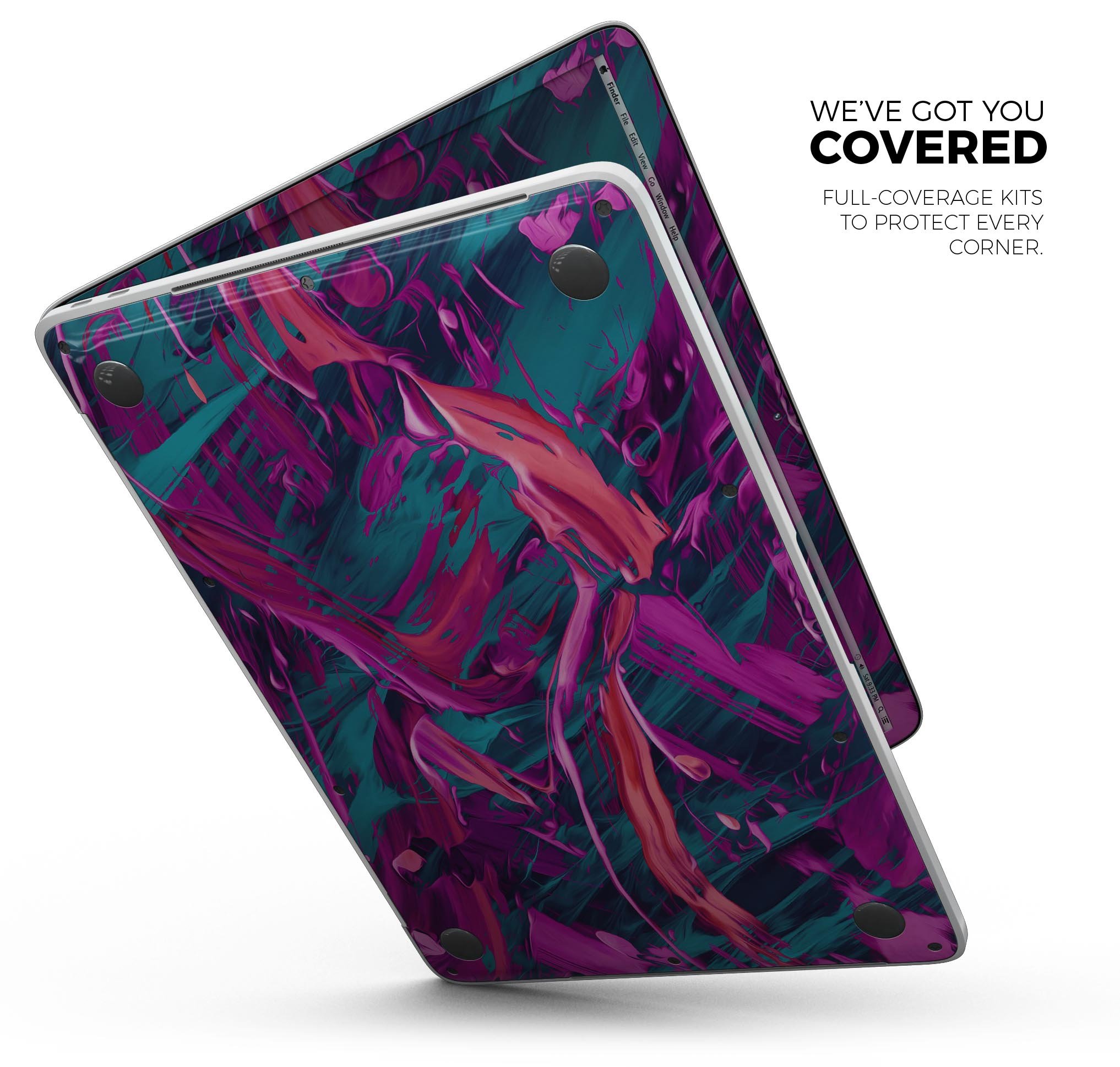 Liquid Abstract Paint Remix V5 skin decal wrap kit for MacBook, showcasing vibrant colors and a sleek design.