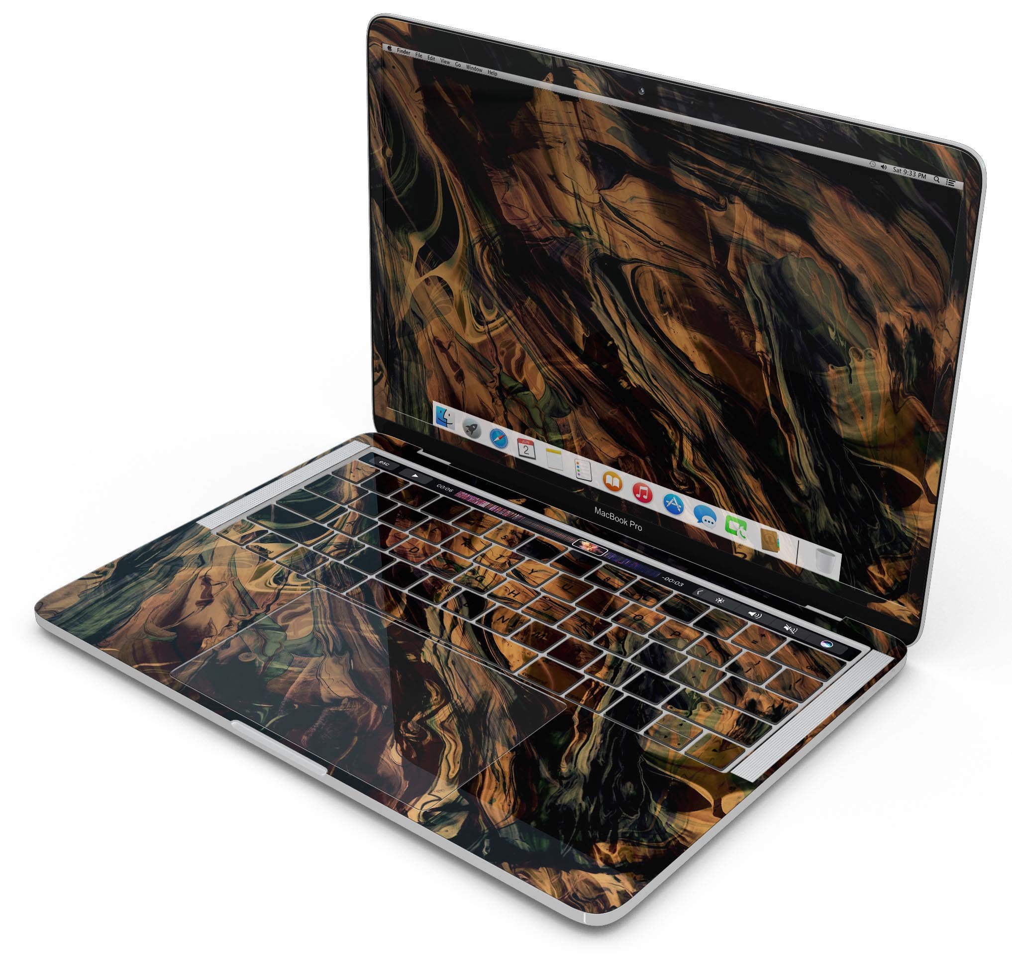 Liquid Abstract Paint Remix V50 skin decal wrap kit for MacBook, showcasing vibrant colors and a sleek design.