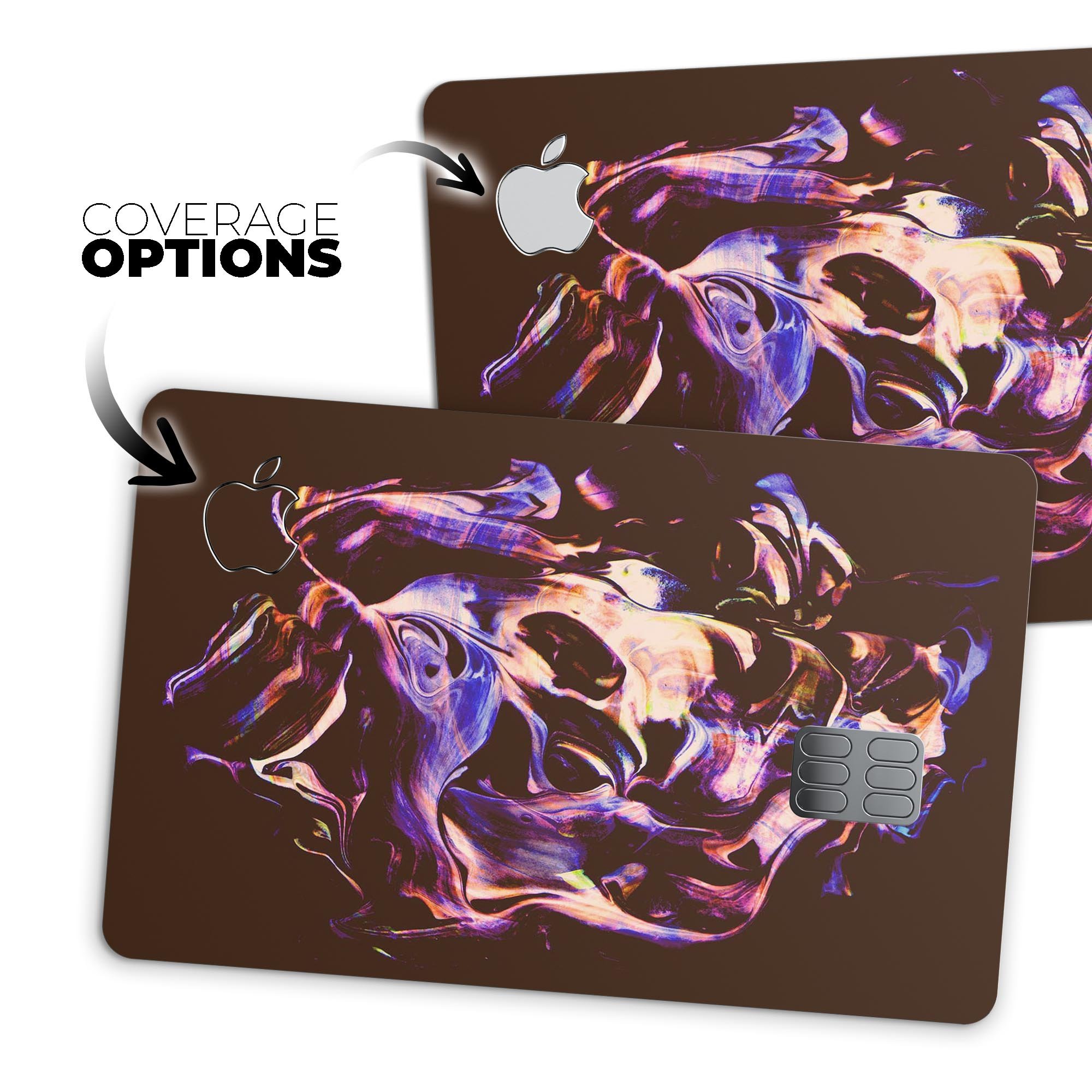 Liquid Abstract Paint Remix V51 skin kit for Apple Card, showcasing vibrant design and premium vinyl material.