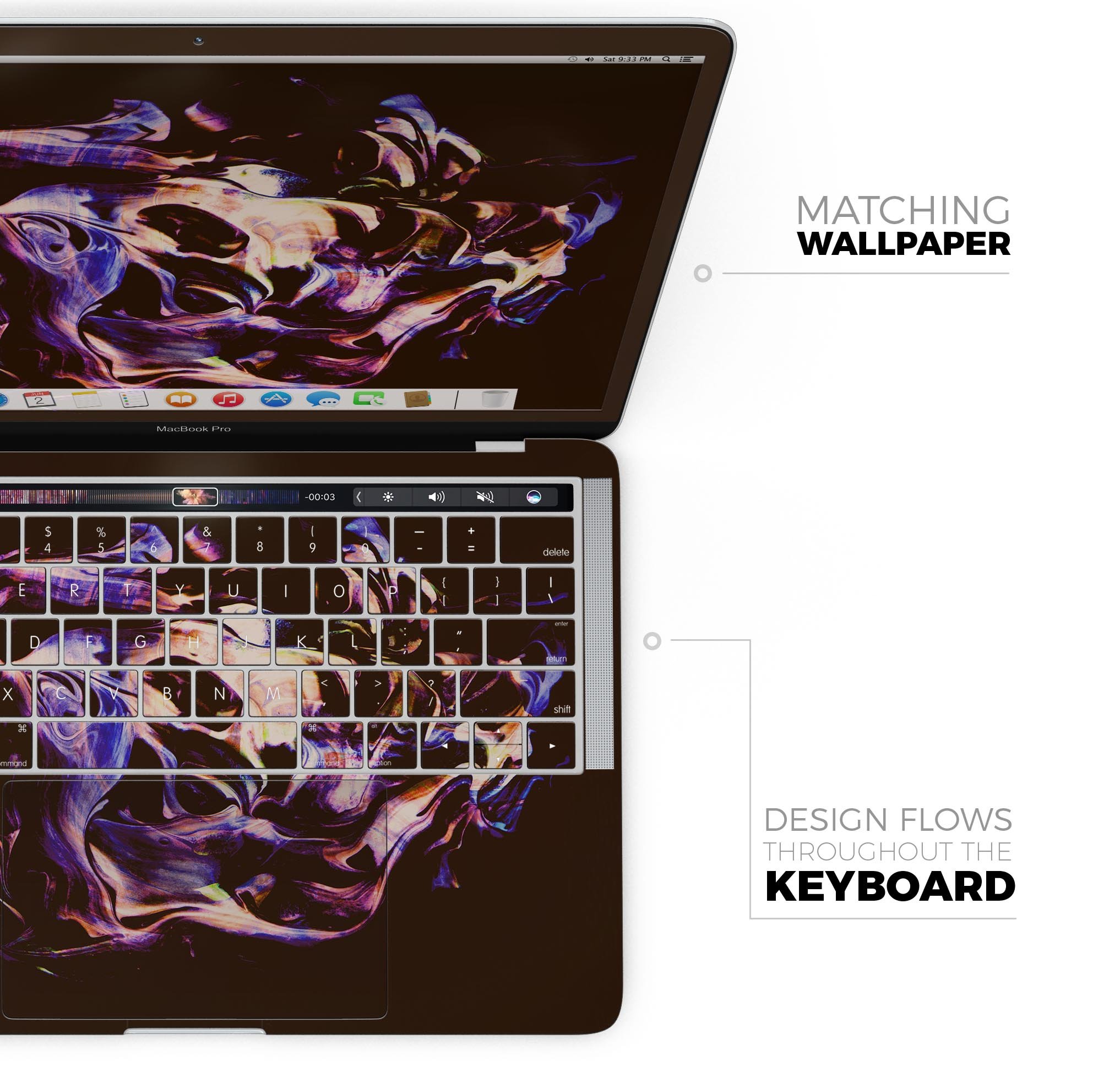 Liquid Abstract Paint Remix V51 skin decal wrap kit for MacBook, showcasing vibrant abstract design and premium vinyl material.