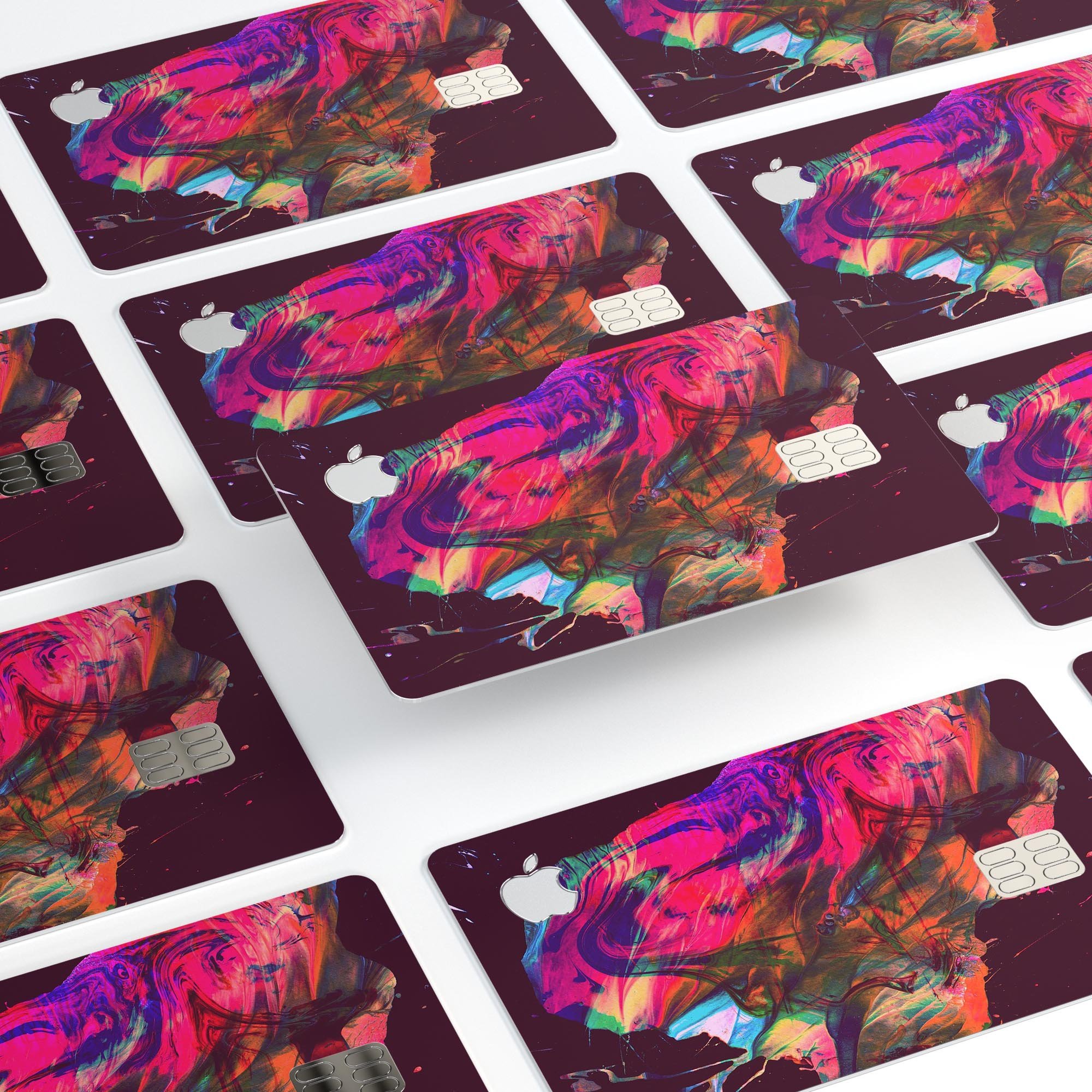 Liquid Abstract Paint Remix V52 skin for Apple Card, showcasing vibrant colors and premium vinyl material.