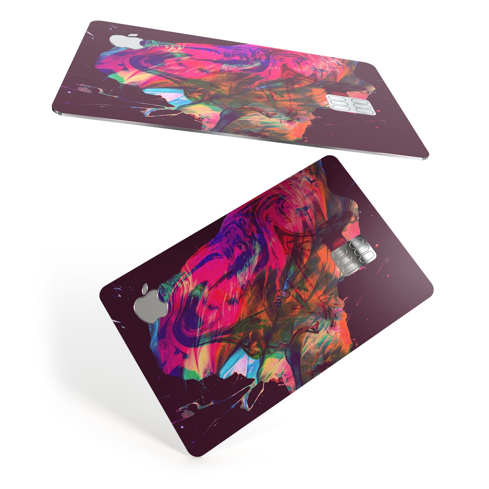 Liquid Abstract Paint Remix V52 skin for Apple Card, showcasing vibrant colors and premium vinyl material.