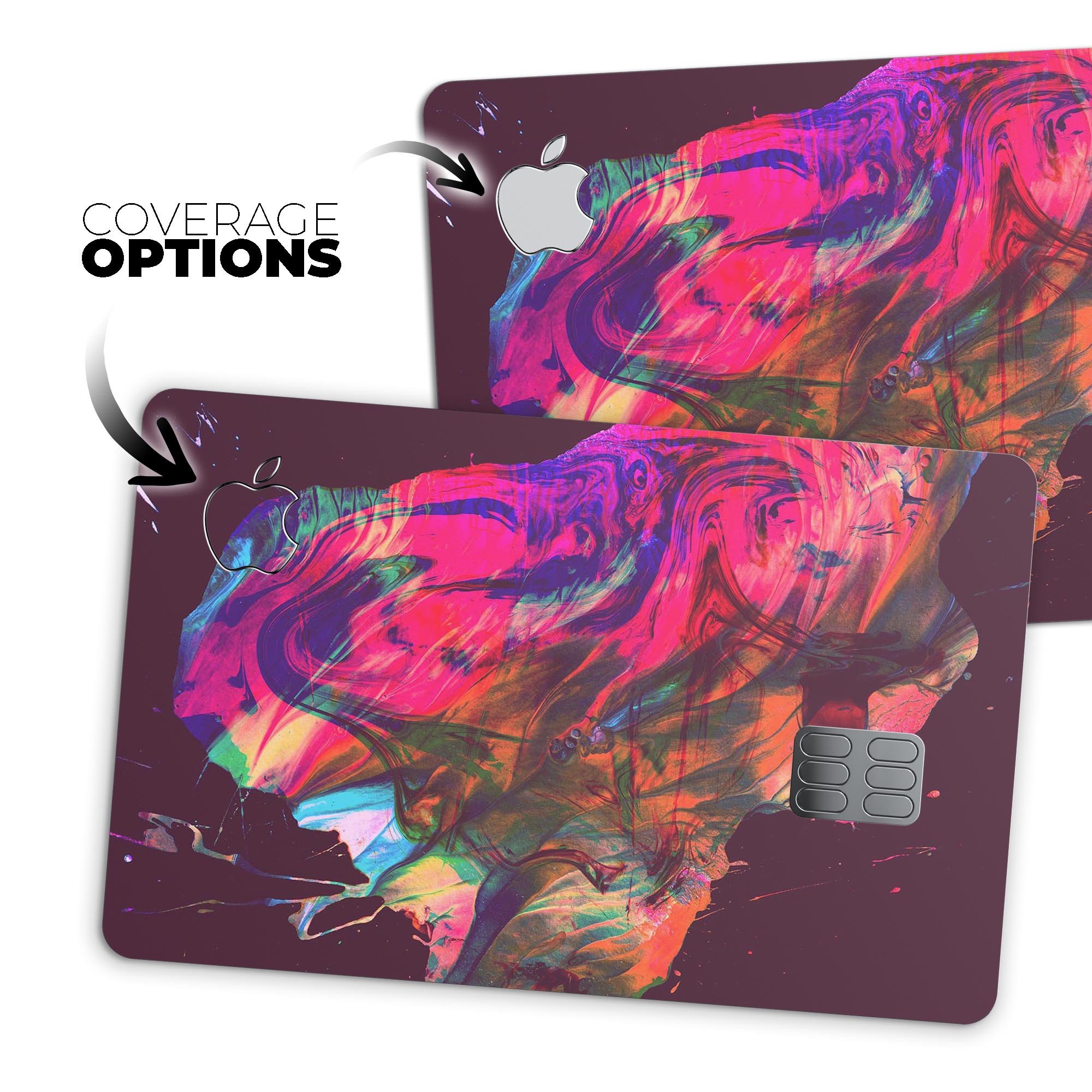 Liquid Abstract Paint Remix V52 skin for Apple Card, showcasing vibrant colors and premium vinyl material.