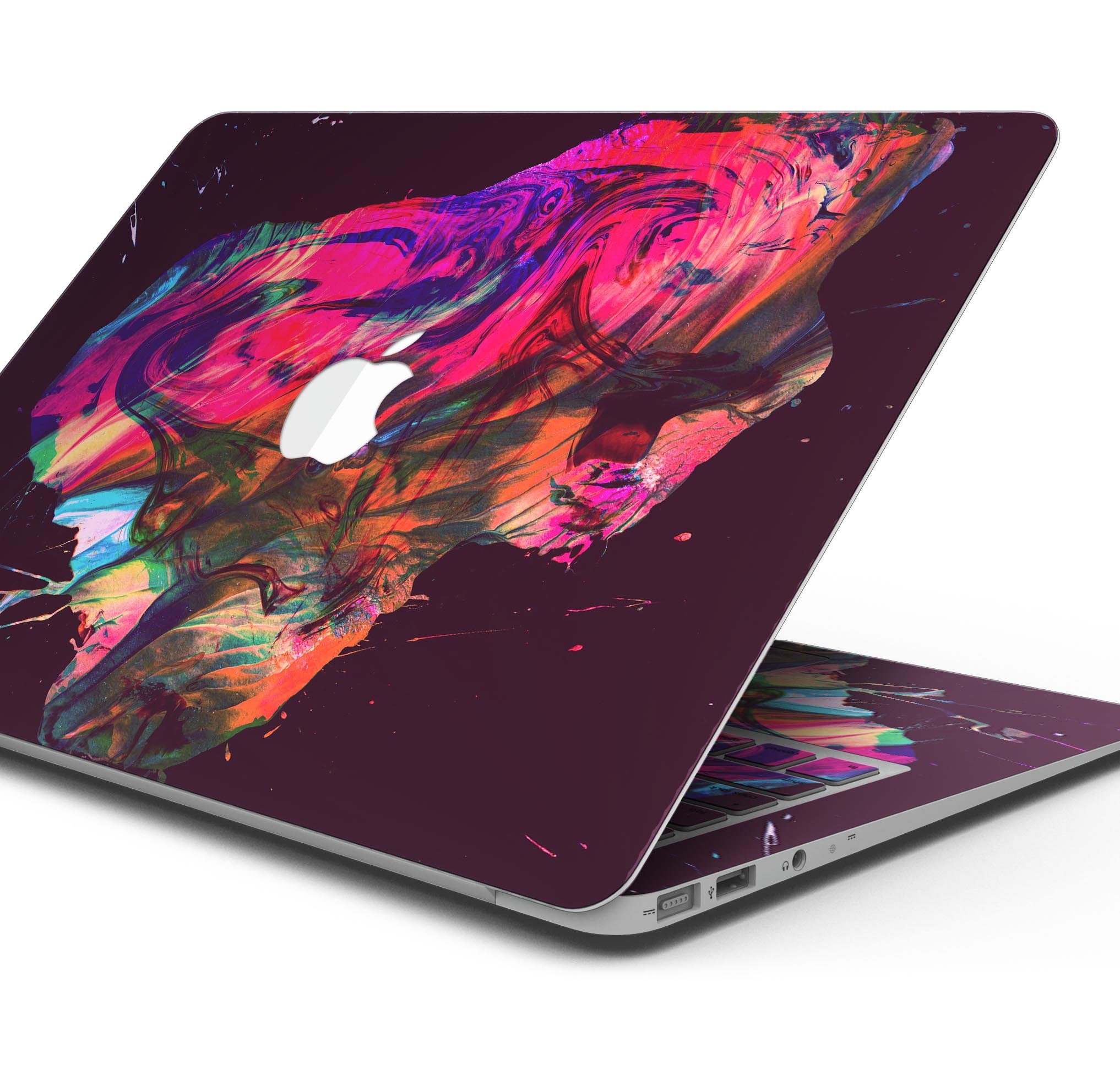 Liquid Abstract Paint Remix V52 skin decal wrap kit for MacBook, showcasing vibrant colors and a sleek design.