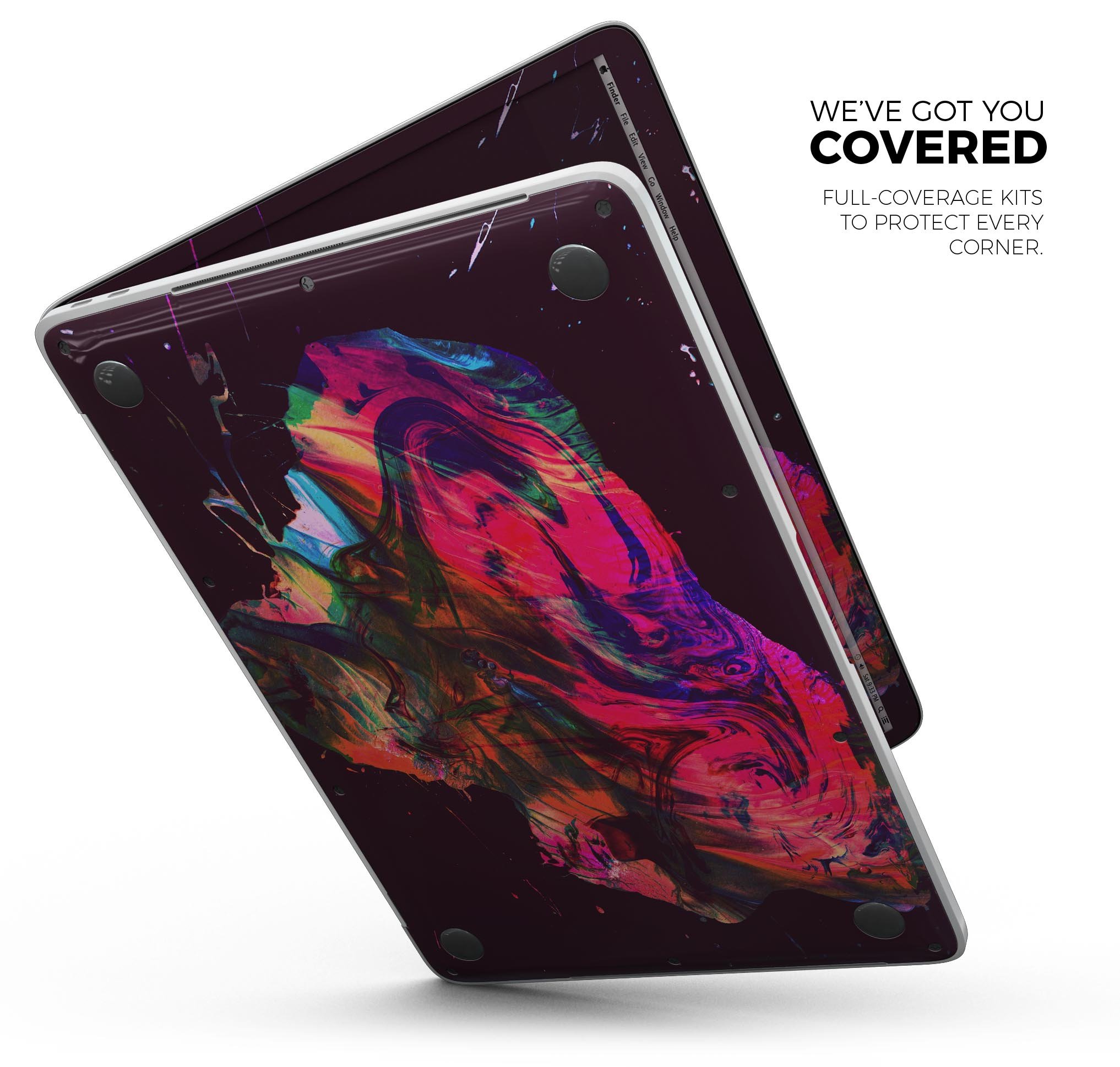 Liquid Abstract Paint Remix V52 skin decal wrap kit for MacBook, showcasing vibrant colors and a sleek design.