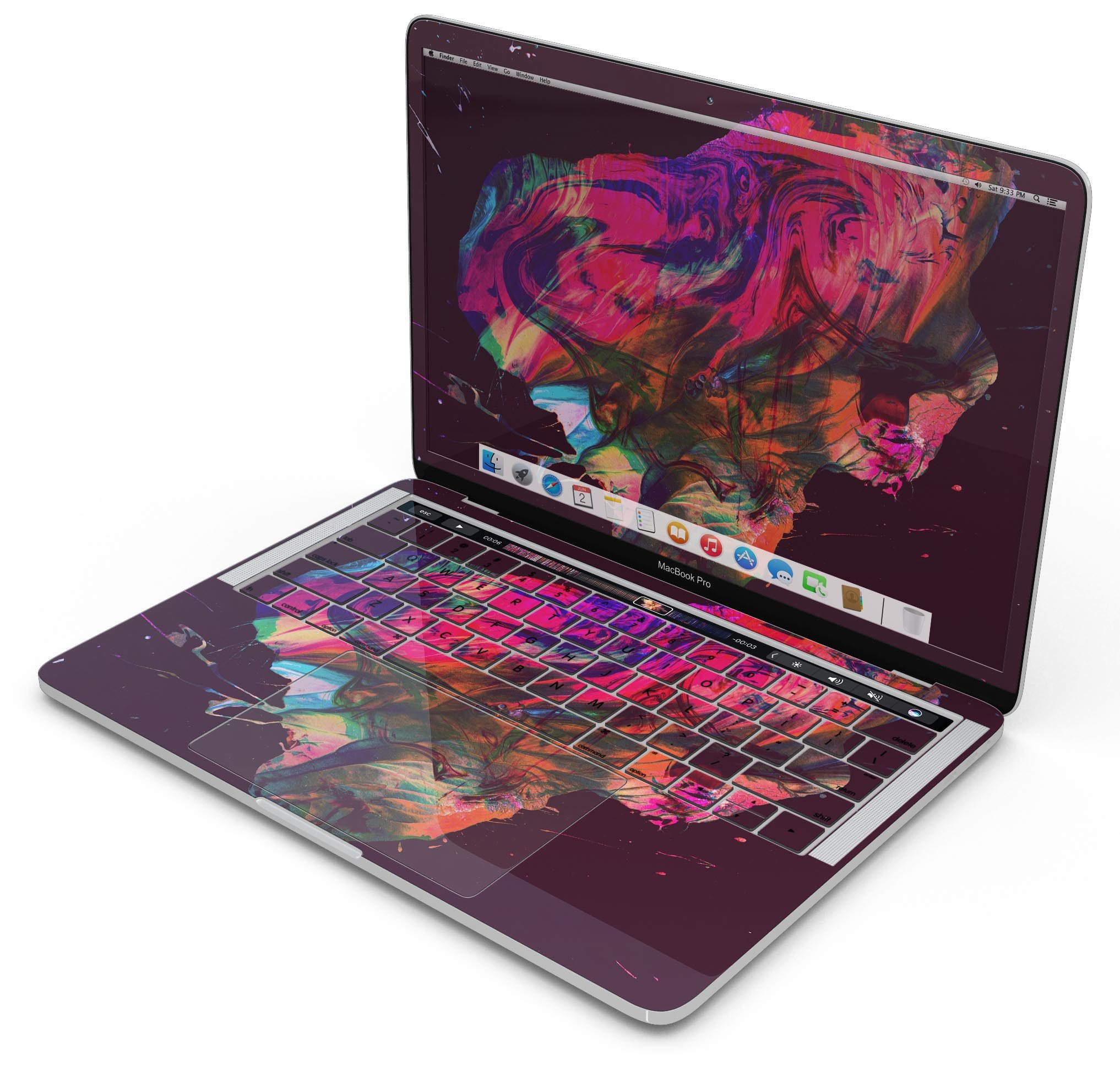 Liquid Abstract Paint Remix V52 skin decal wrap kit for MacBook, showcasing vibrant colors and a sleek design.