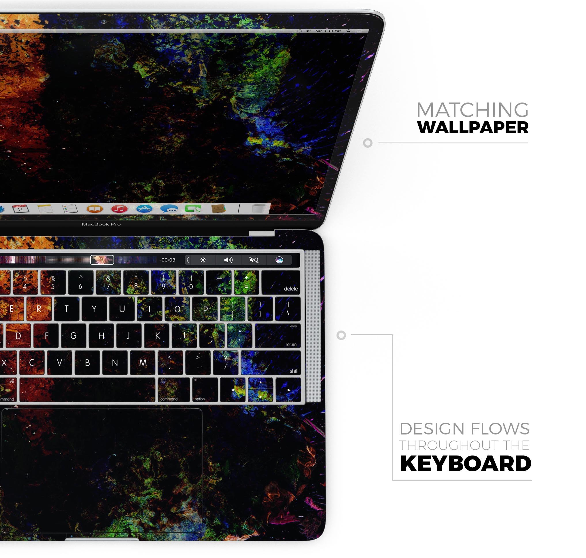 Liquid Abstract Paint Remix V53 skin decal wrap kit for MacBook, showcasing vibrant abstract design and premium vinyl material.