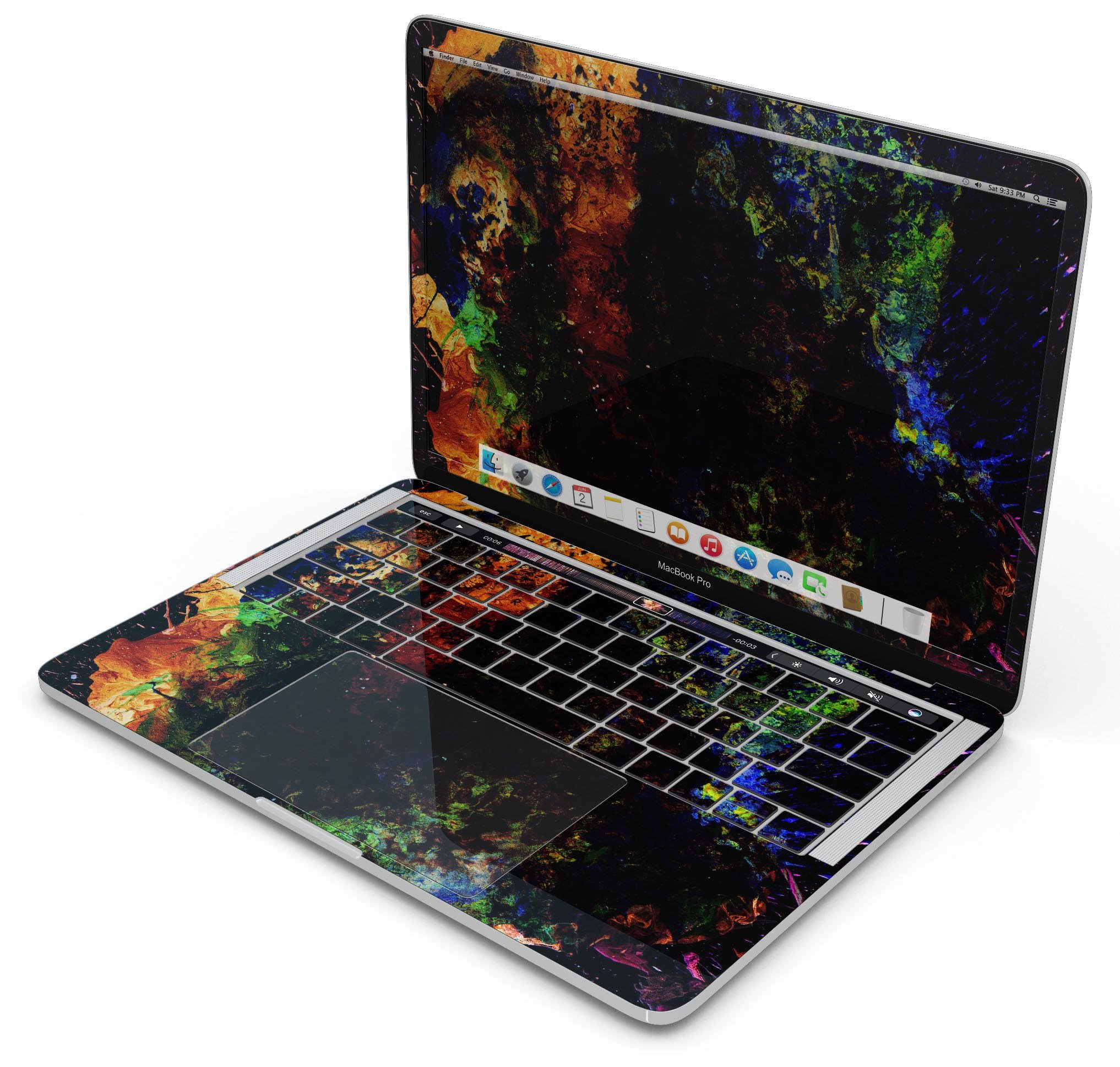 Liquid Abstract Paint Remix V53 skin decal wrap kit for MacBook, showcasing vibrant abstract design and premium vinyl material.